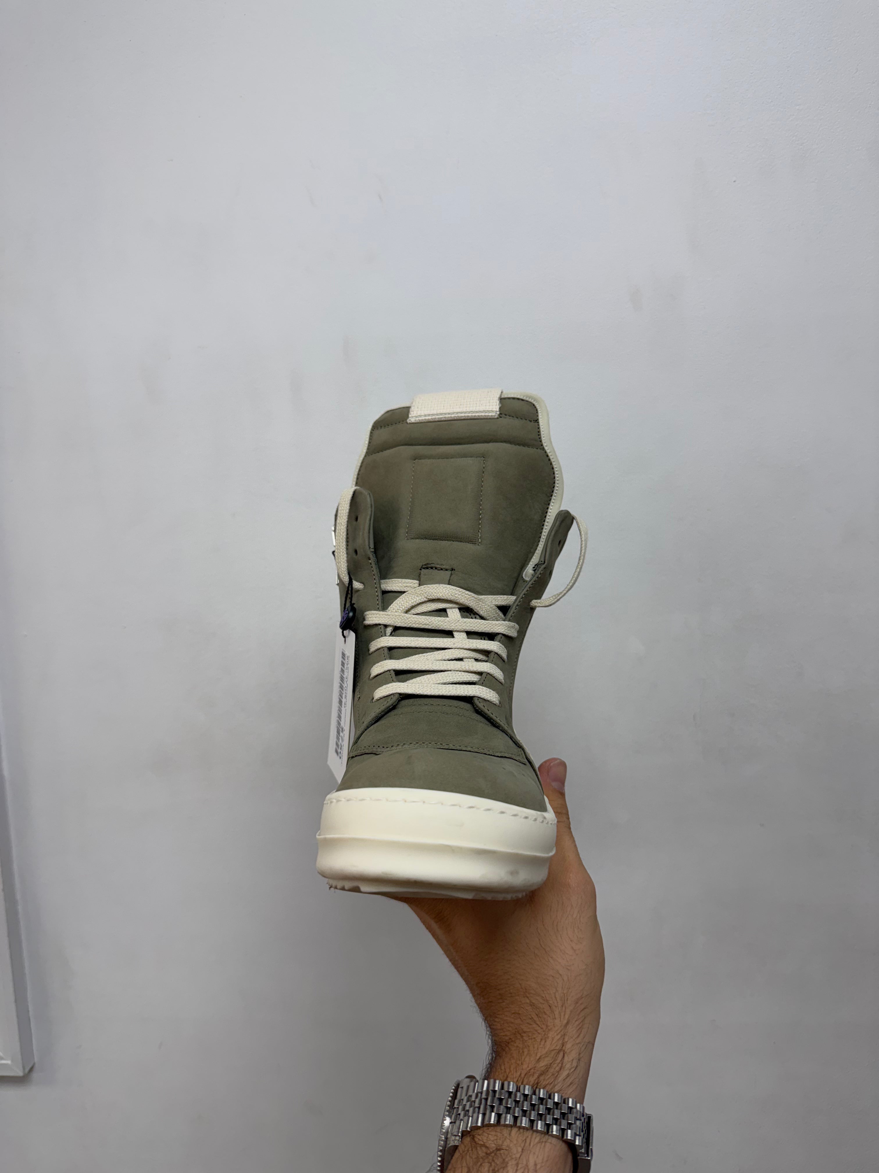 Rick Owens Geobasket Celadon & Milk Sneakers