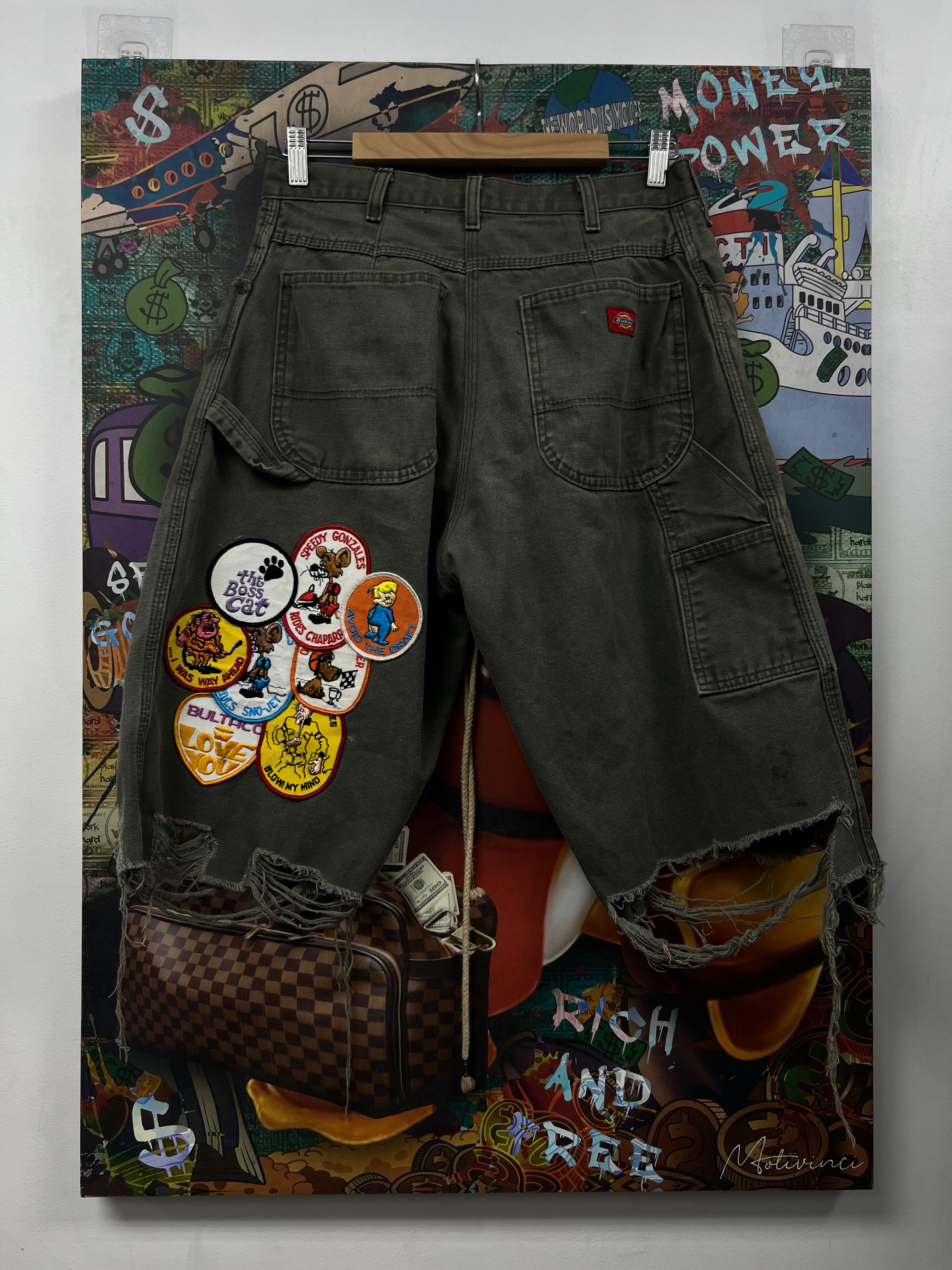 SCND SLF Olive Patchwork Shorts