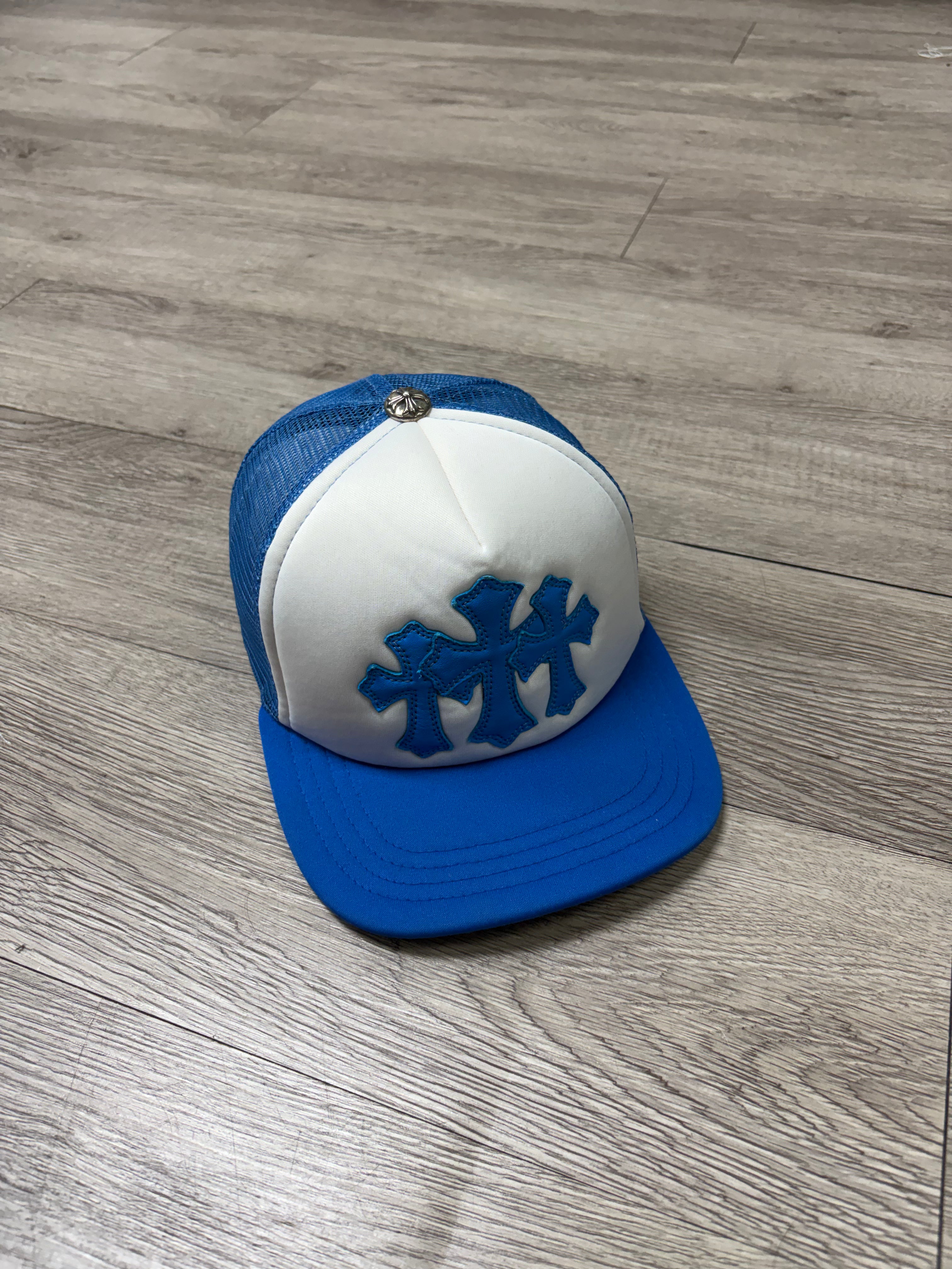 Chrome Hearts Blue White Cemetery Trucker Hat