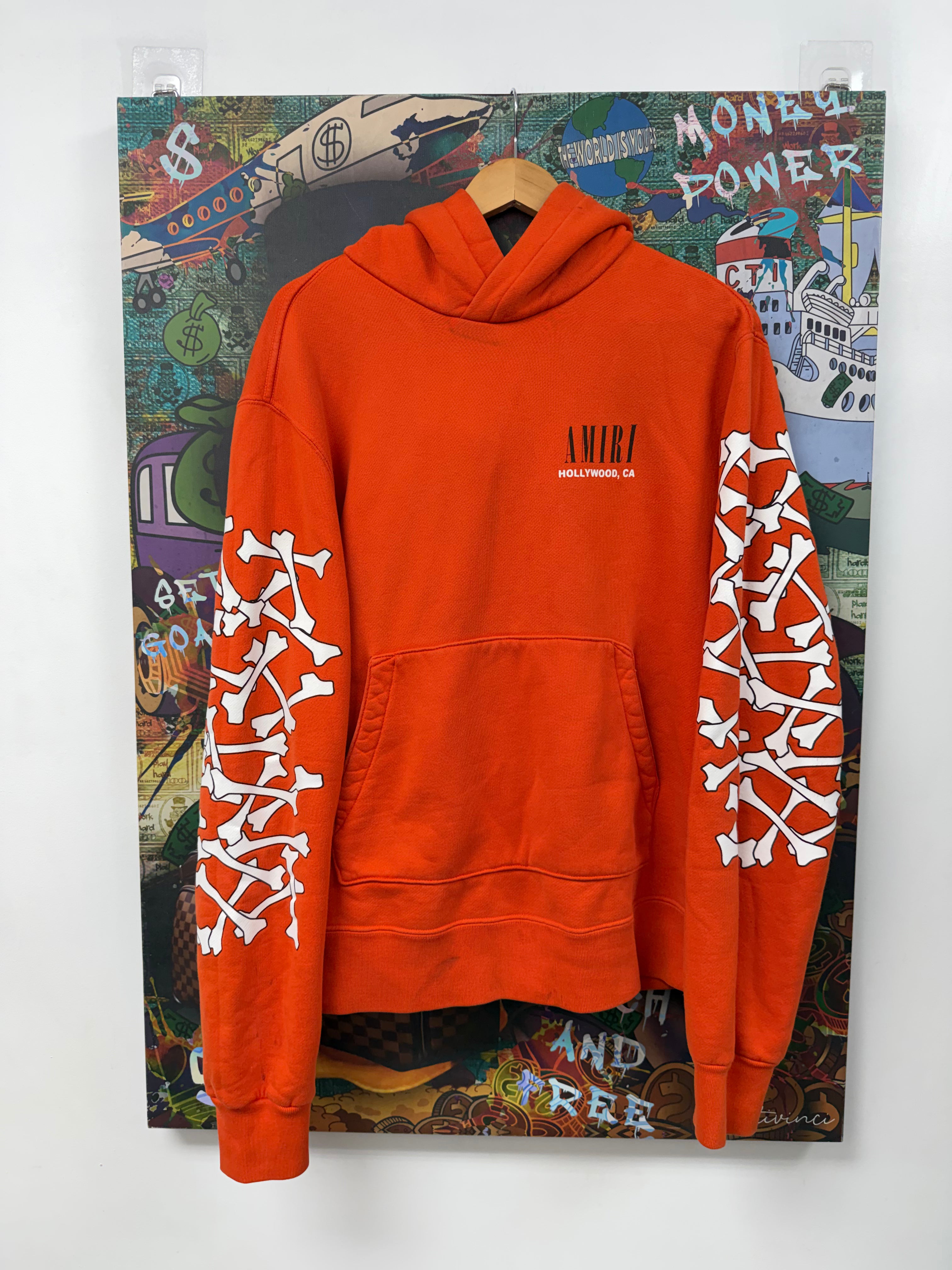 Amiri Orange White Bones Hoodie