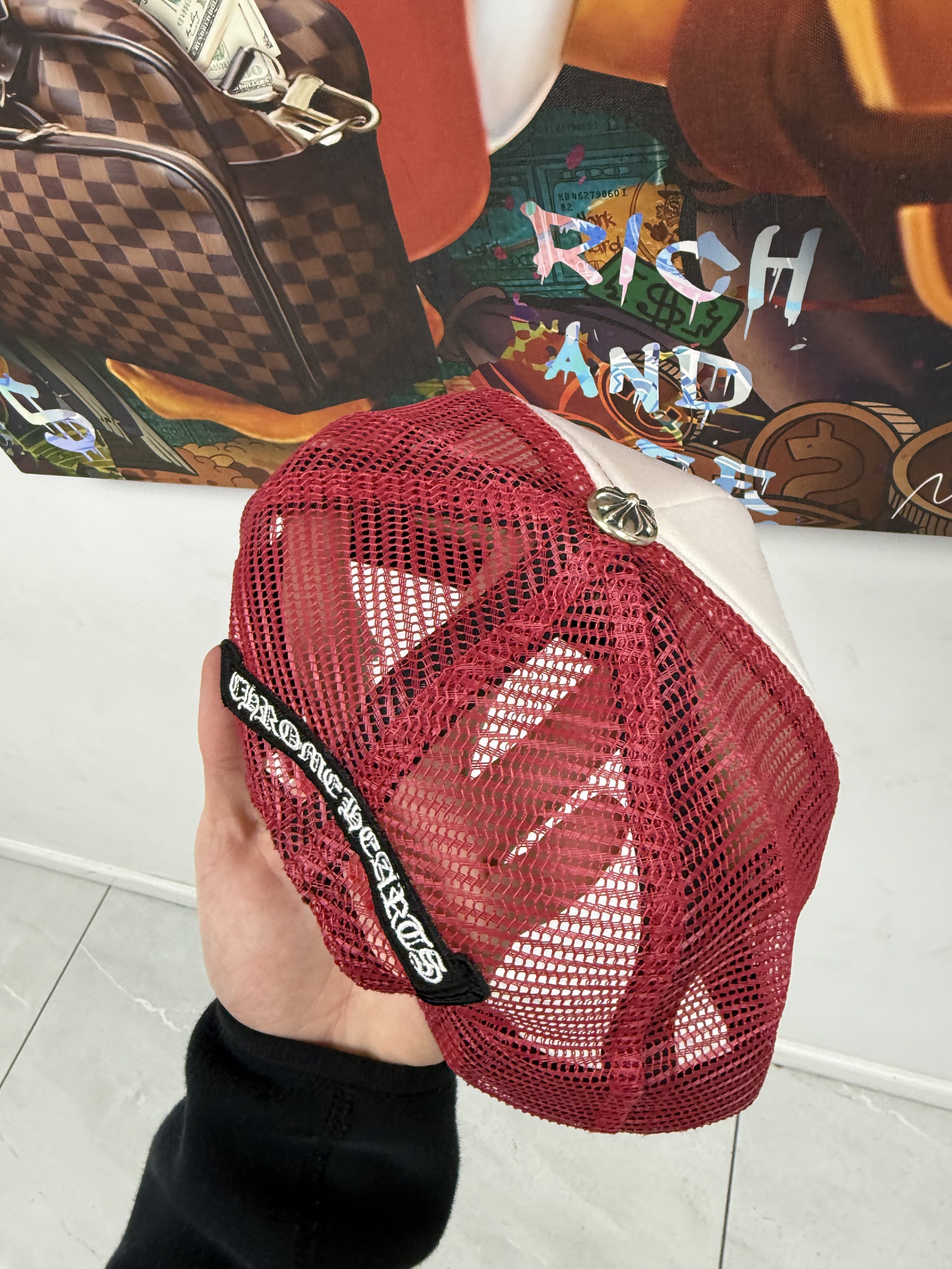 Chrome Hearts White Red Multi Color Cap New OS N/A