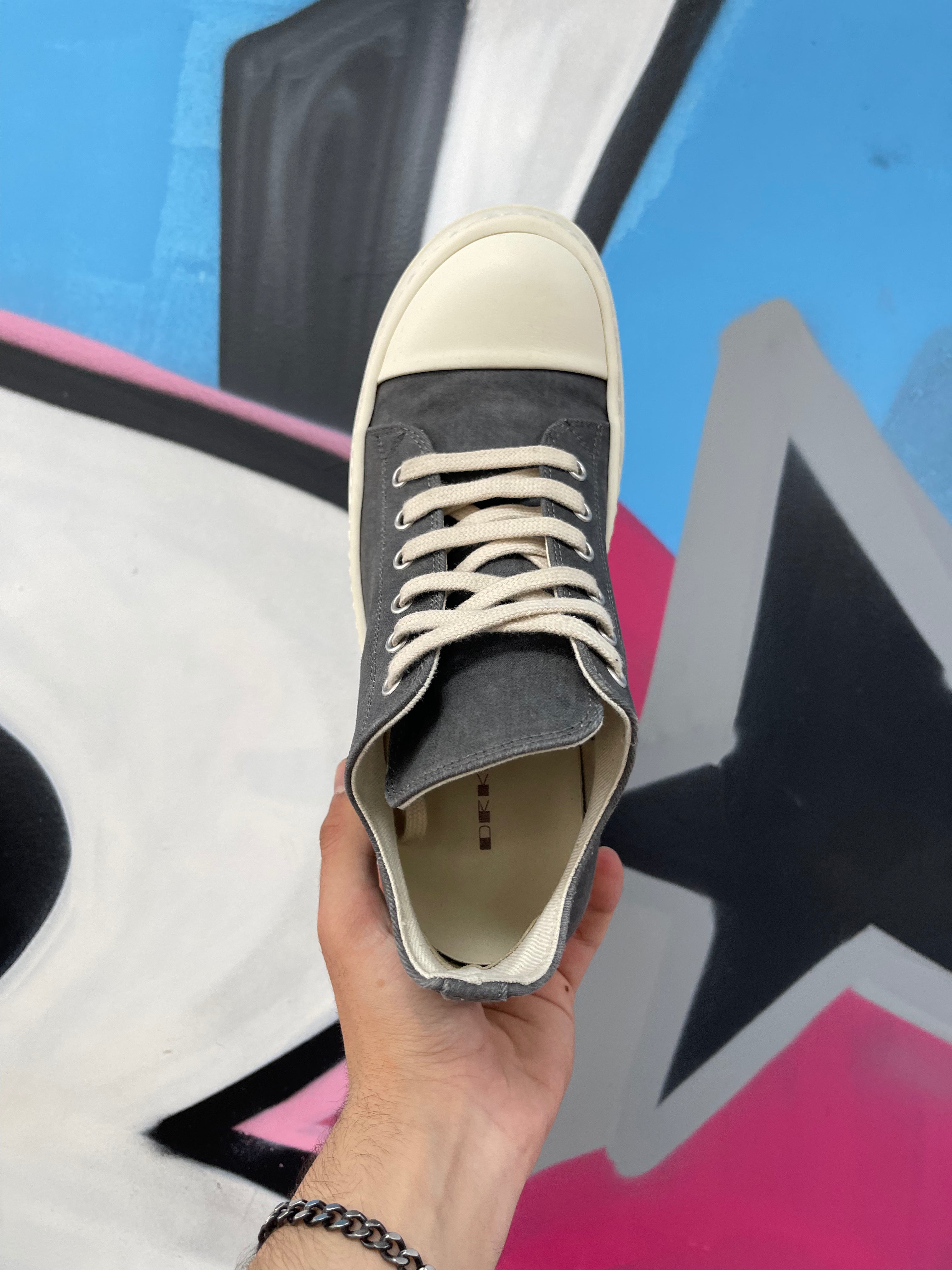 Rick Owens Stone Milk Ramone Low Sneakers