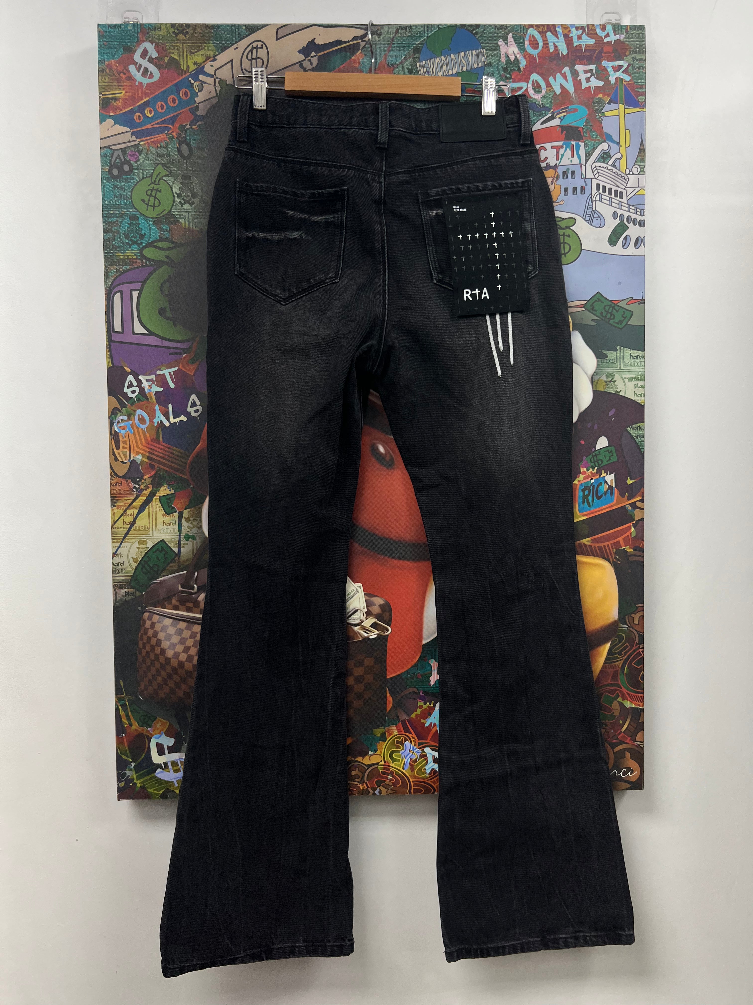 RTA Black Wash Knee Ripped Jeans