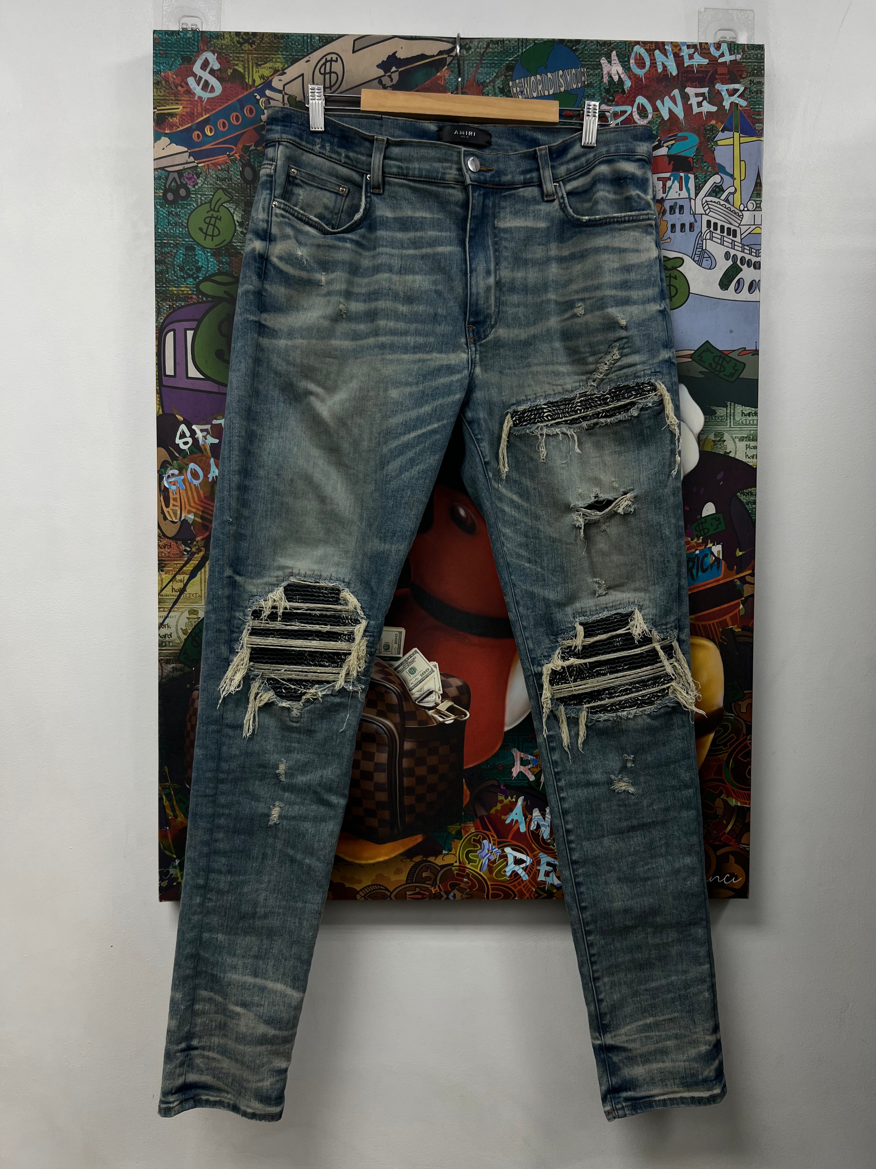 Amiri MX1 Vintage Wash Paisley Patch Jeans