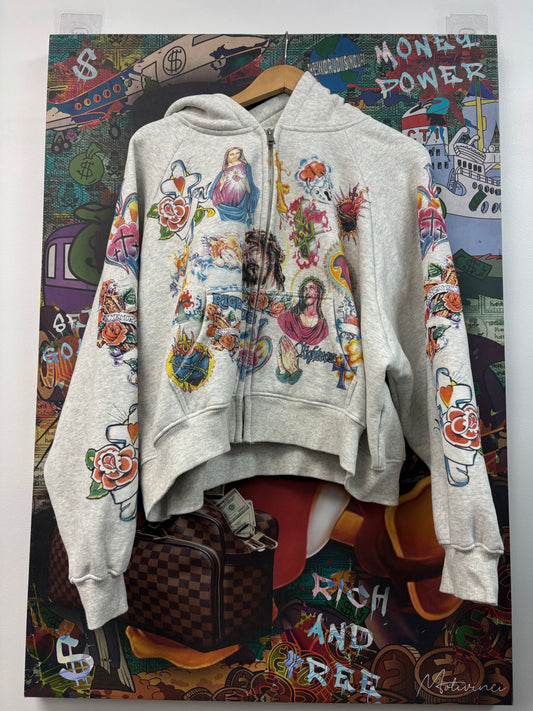 We Are Righteous Grey Zip Up Hoodie