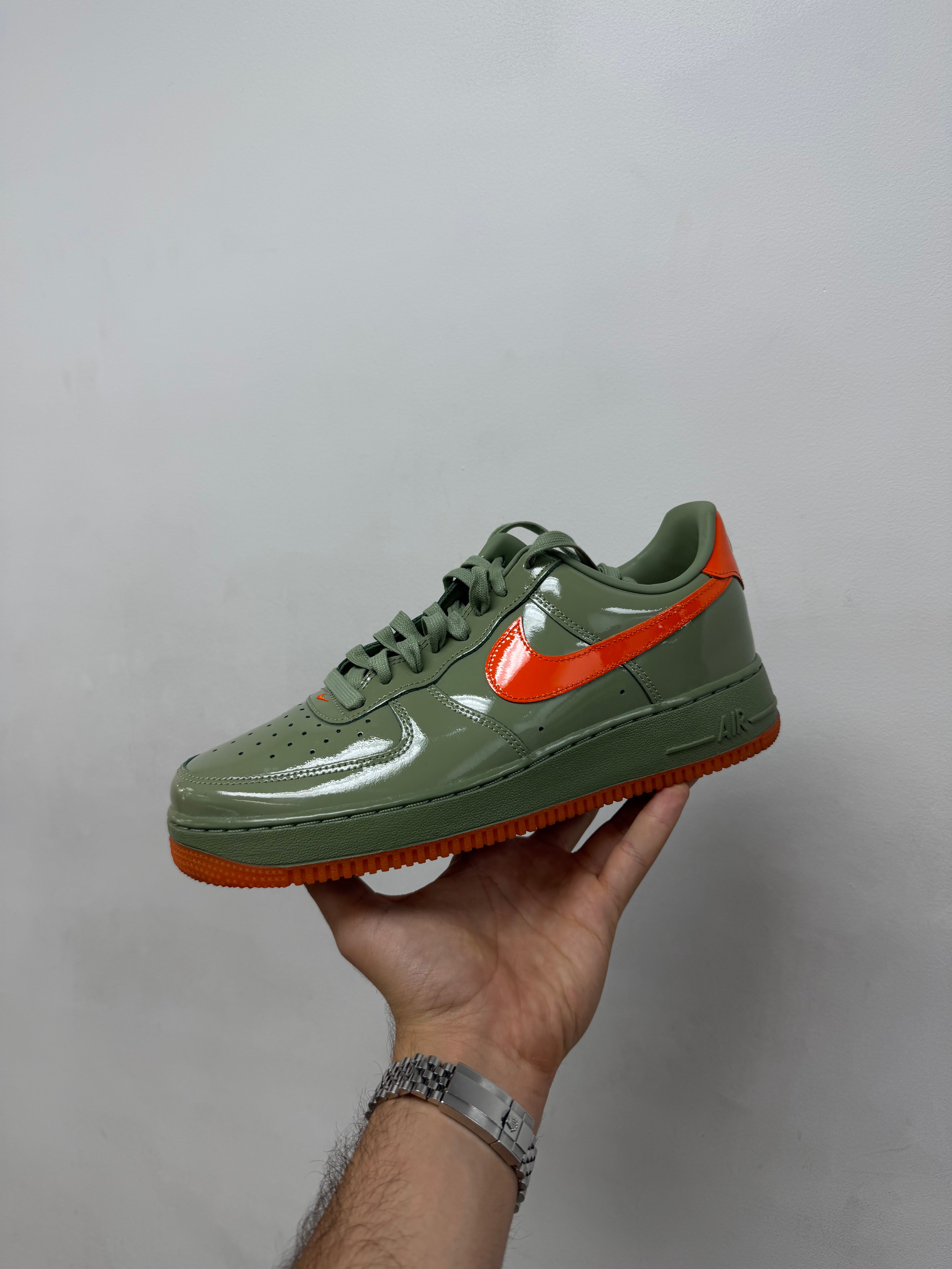 Nike Green Orange Patent Leather AF1 Sneakers