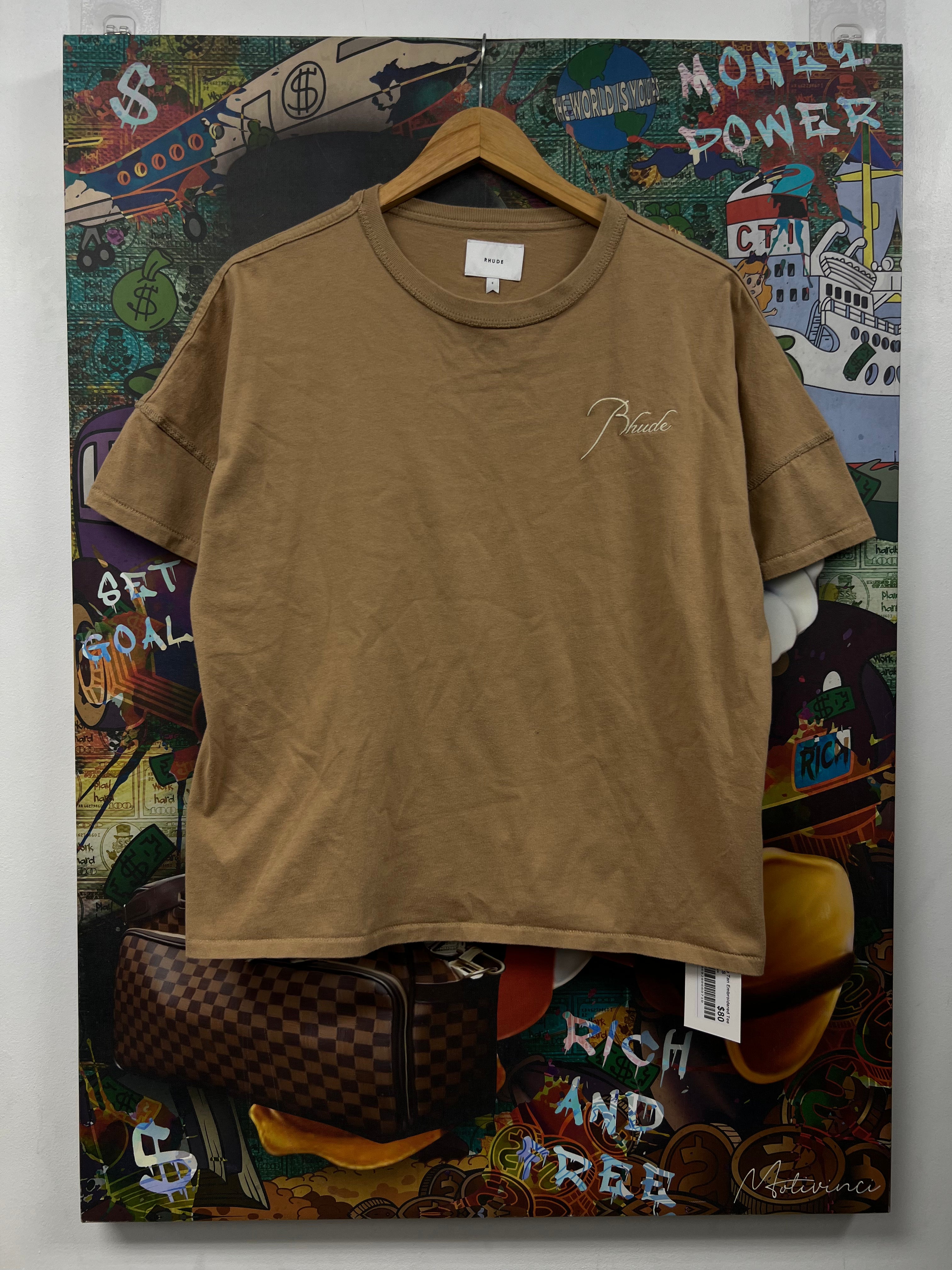 Rhude Tan Embroidered Tee
