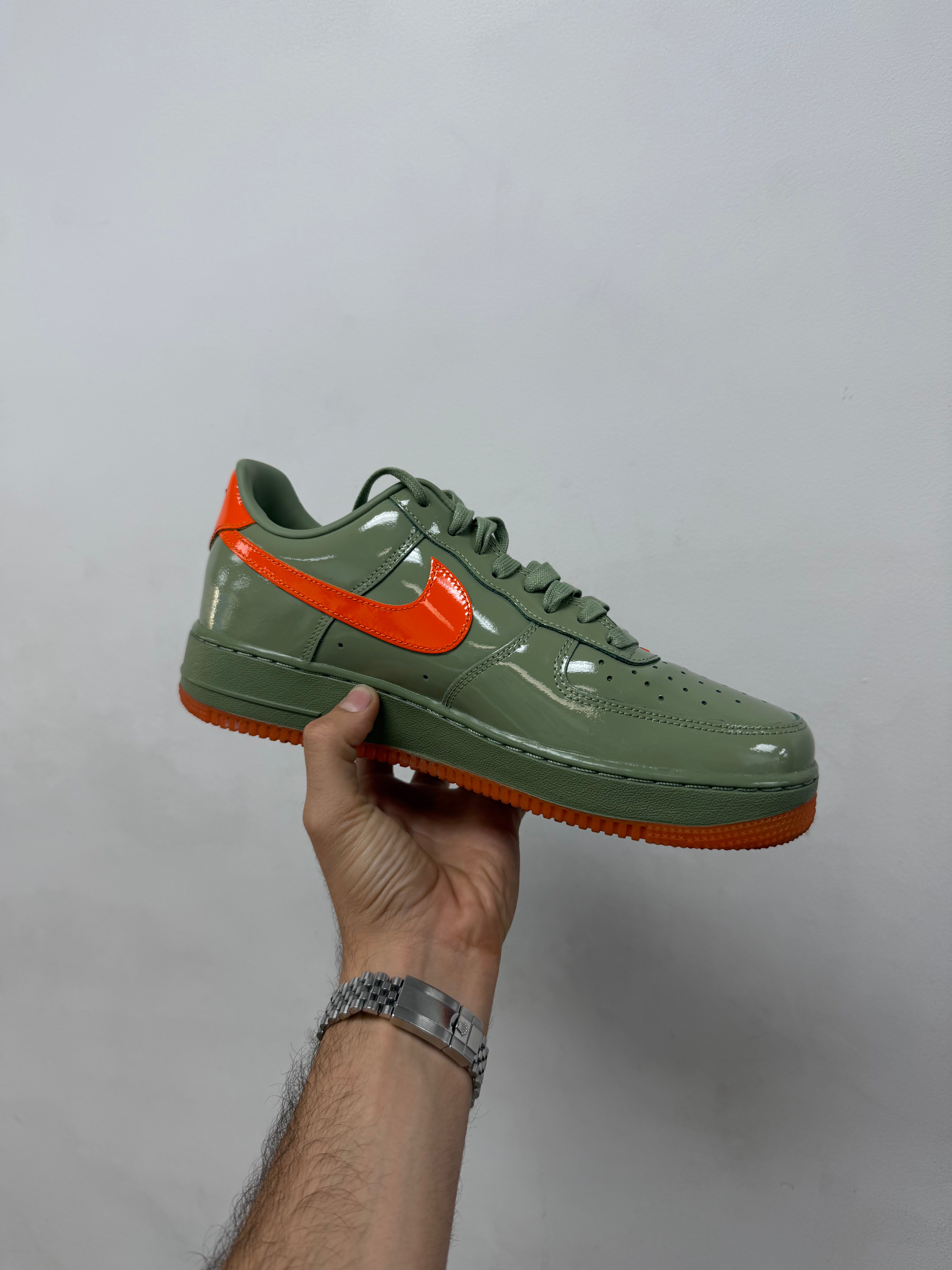 Nike Green Orange Patent Leather AF1 Sneakers