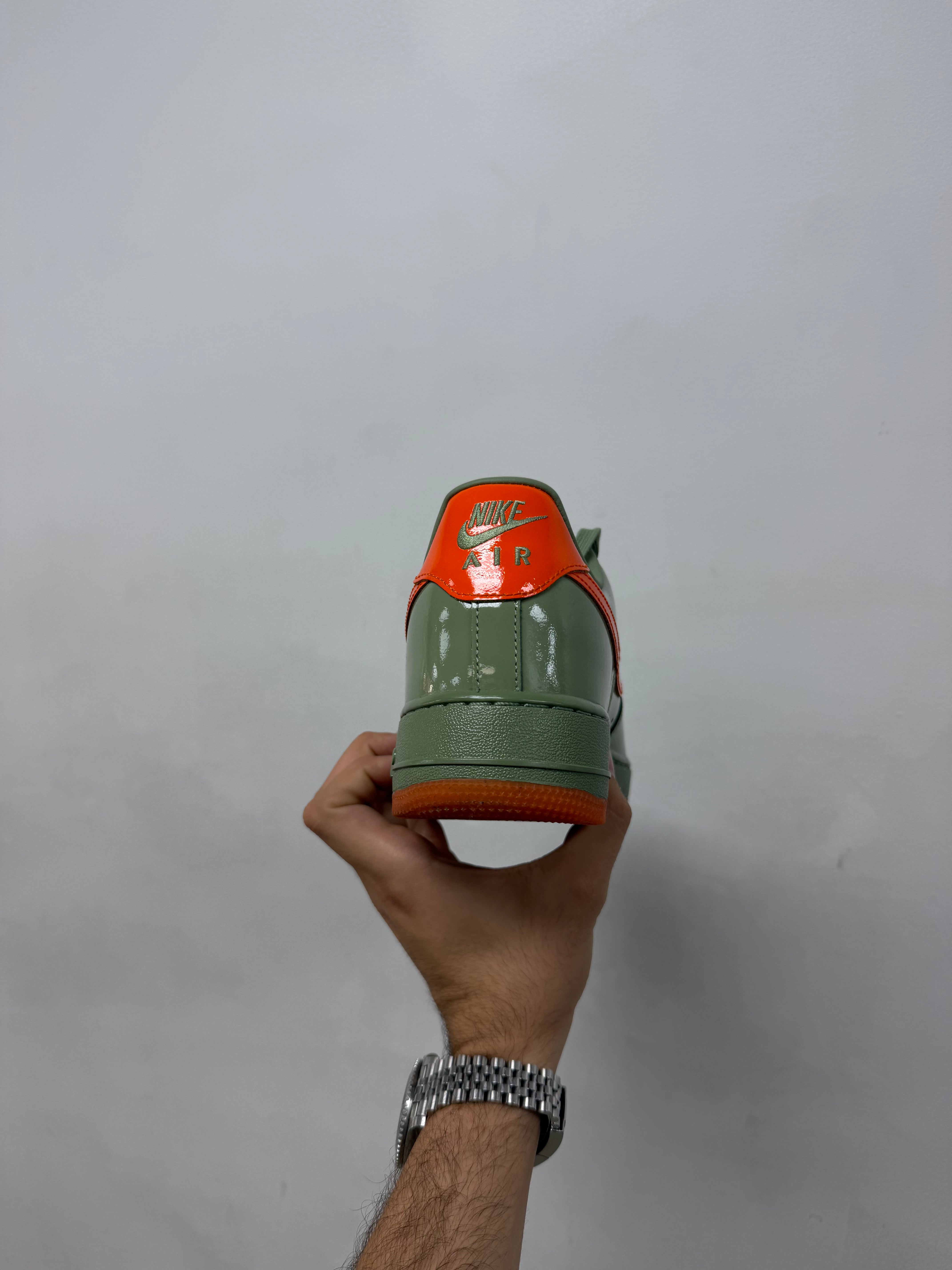Nike Green Orange Patent Leather AF1 Sneakers