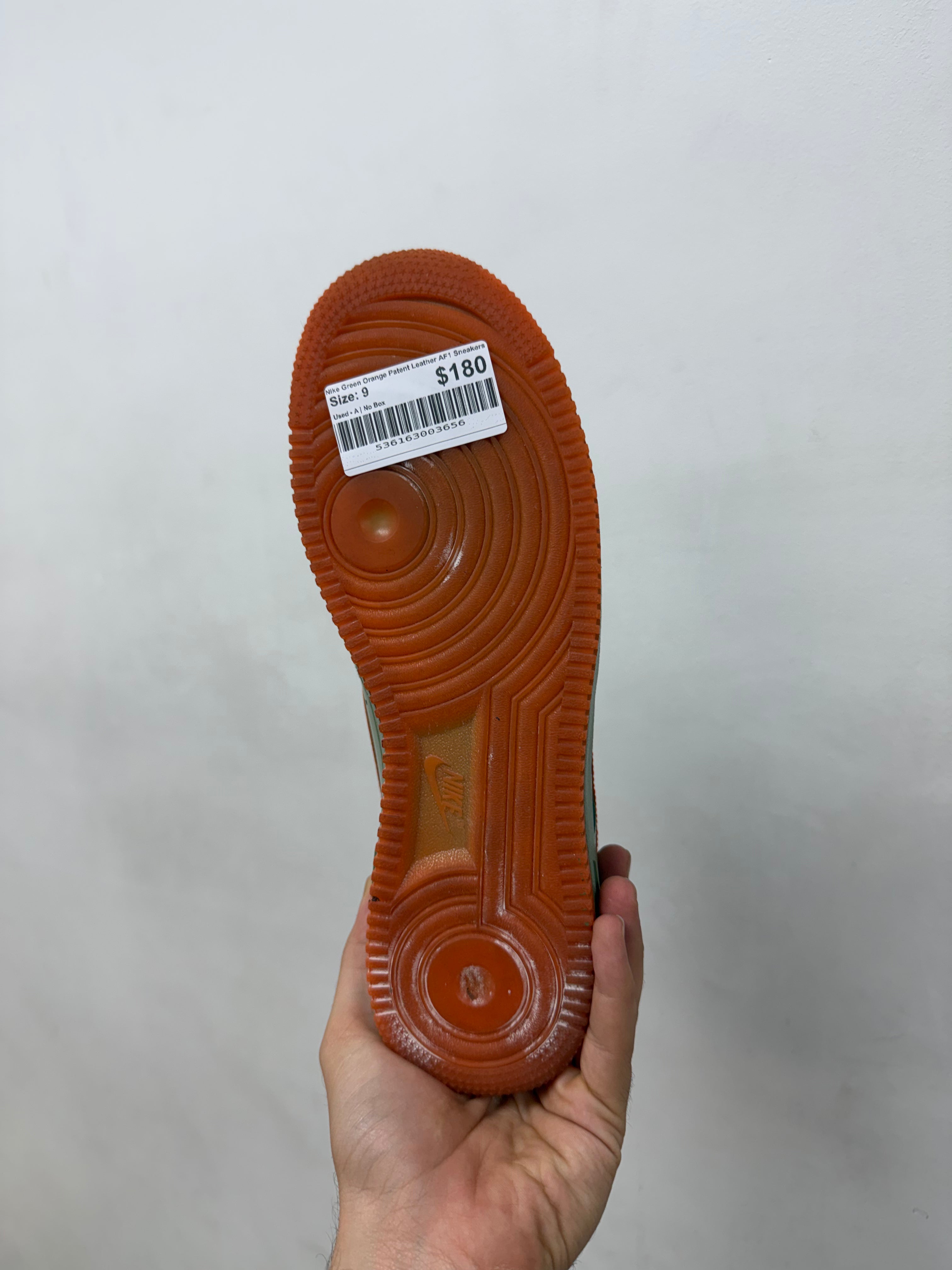 Nike Green Orange Patent Leather AF1 Sneakers