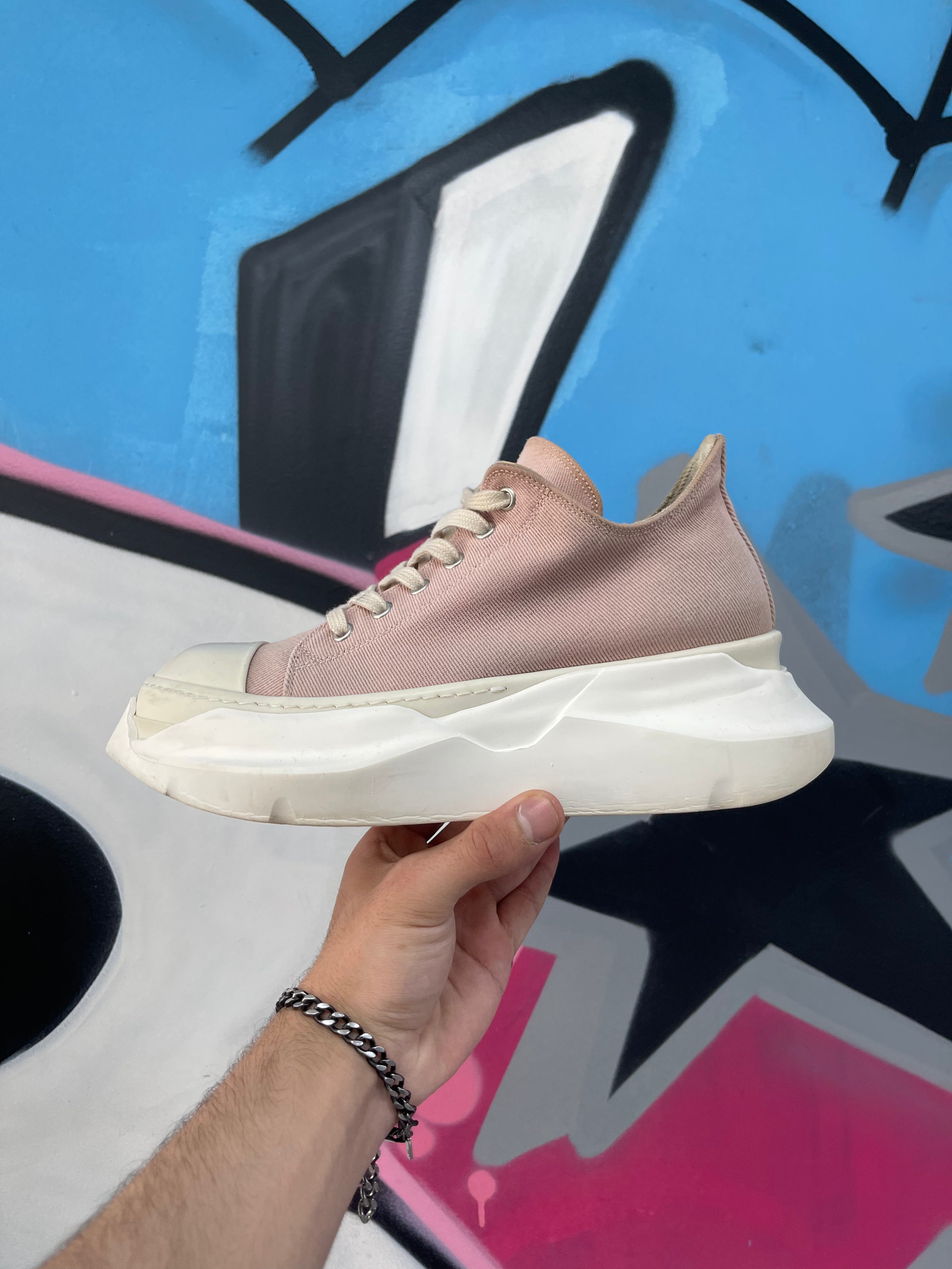 Rick Owens Drkshdws Abstract Faded Pink Sneakers