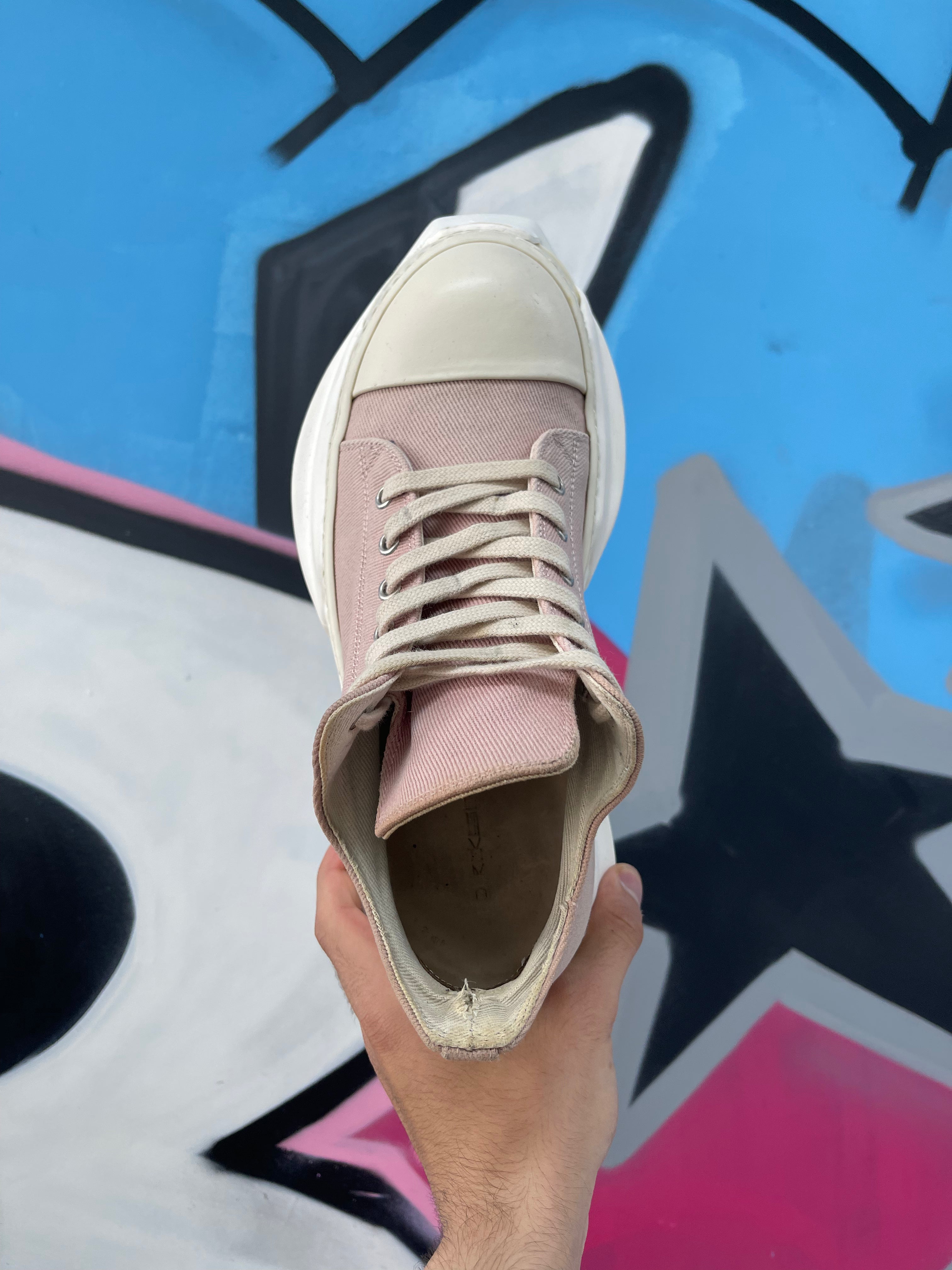 Rick Owens Drkshdws Abstract Faded Pink Sneakers