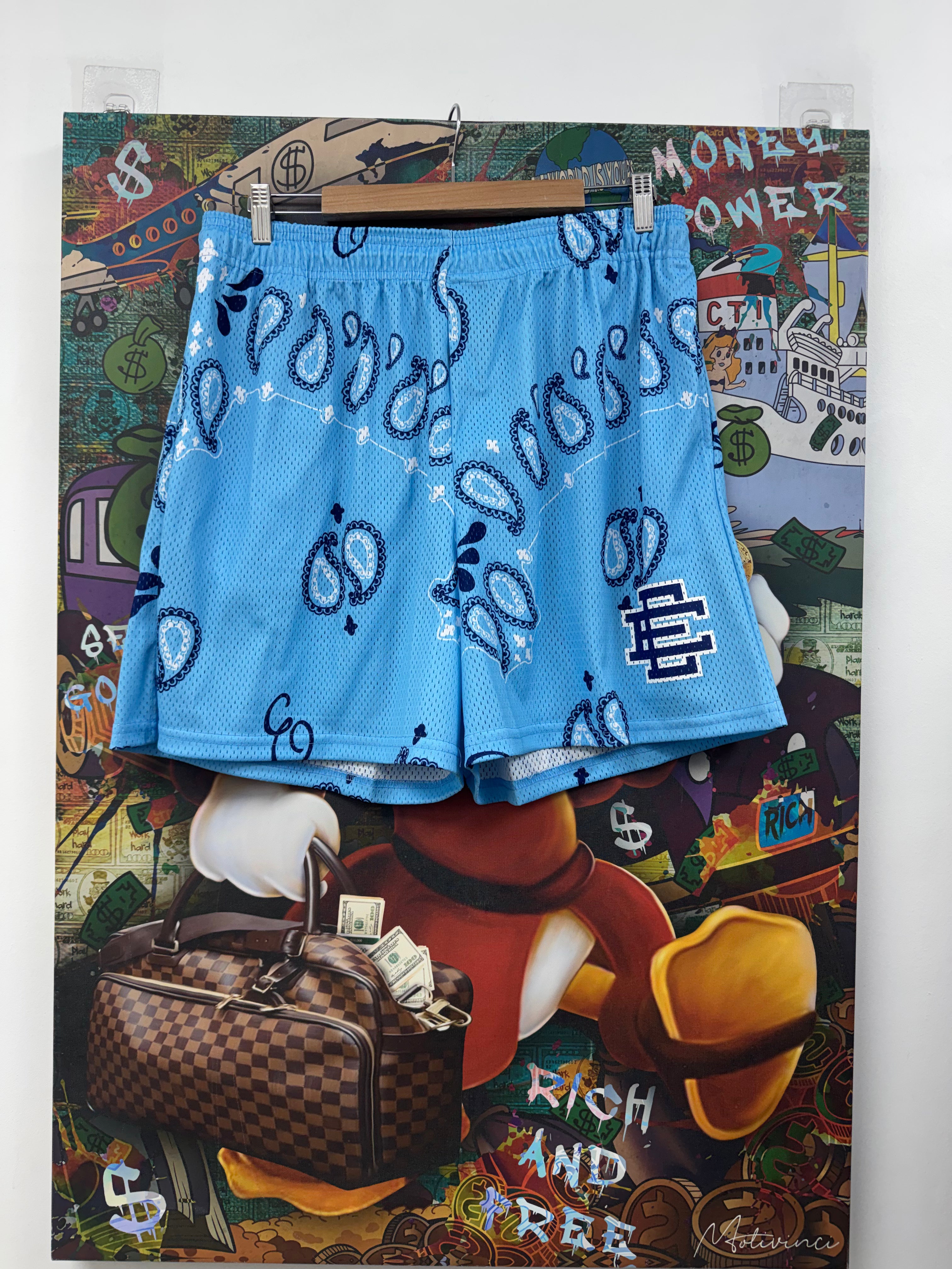 Eric Emanuel Blue White Paisley Shorts