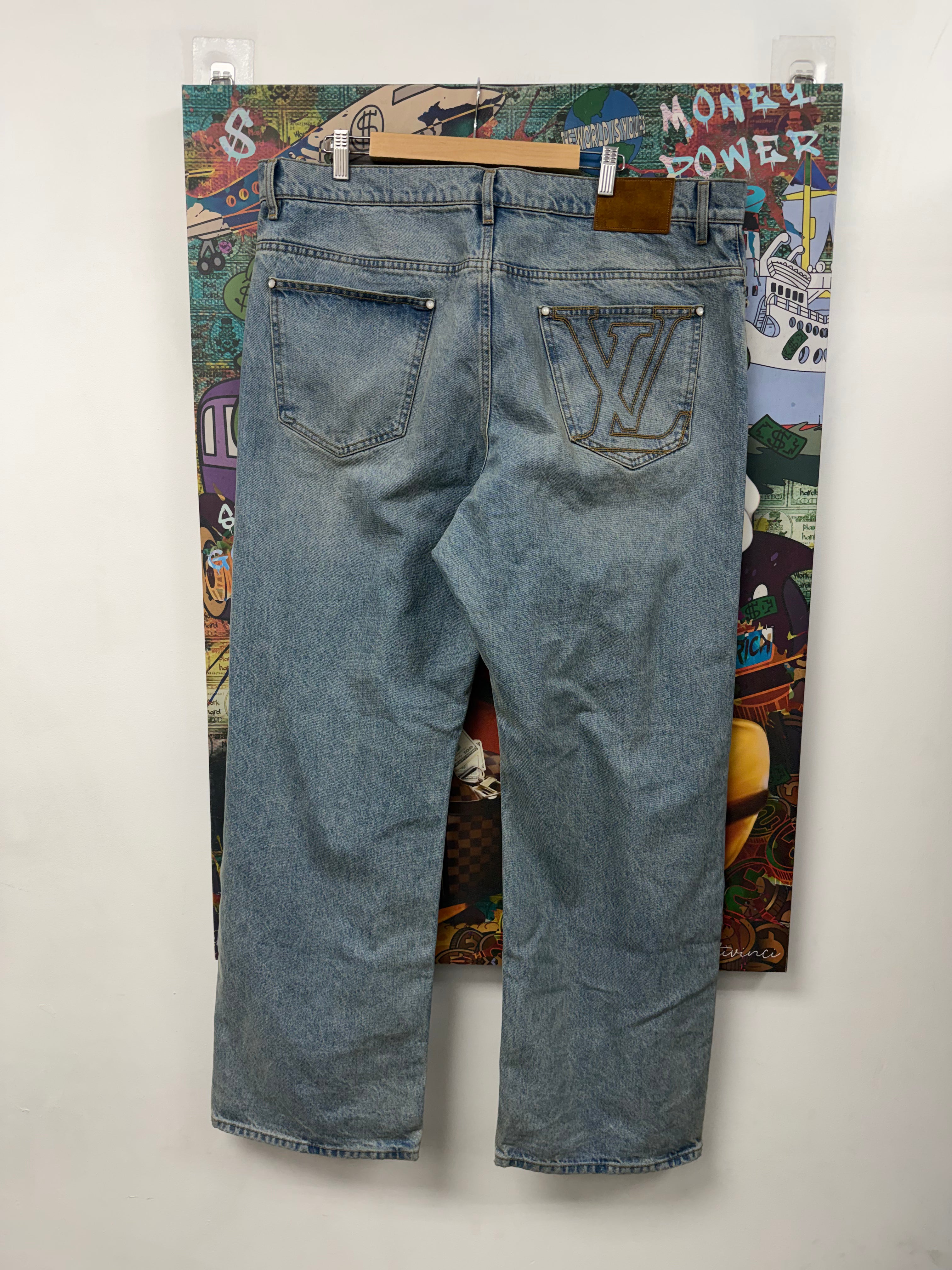 Louis Vuitton Light Wash Skate Pocket Stitch Jeans