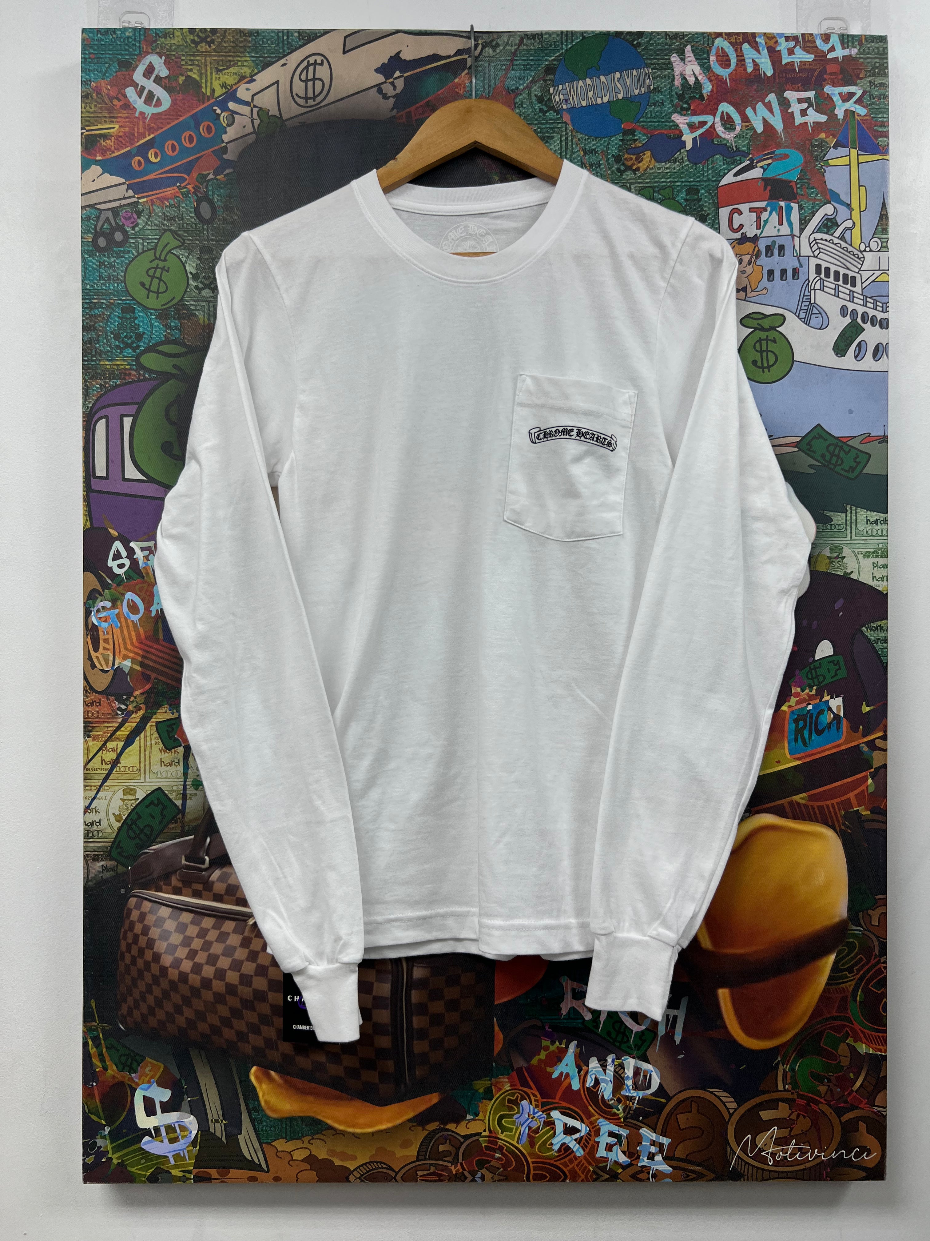 Chrome  Hearts White USA Shoulder Logo Long Sleeve