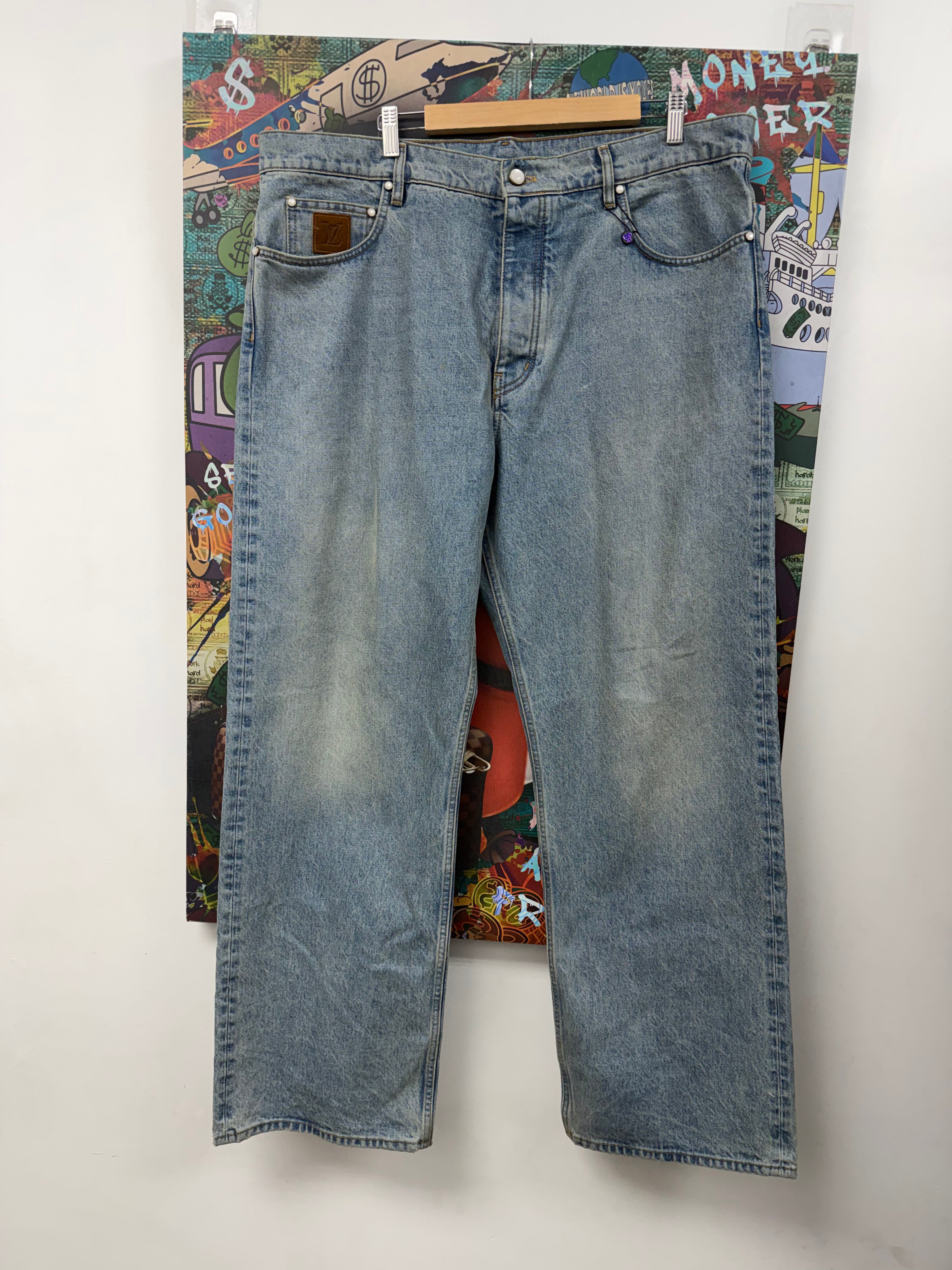 Louis Vuitton Light Wash Skate Pocket Stitch Jeans