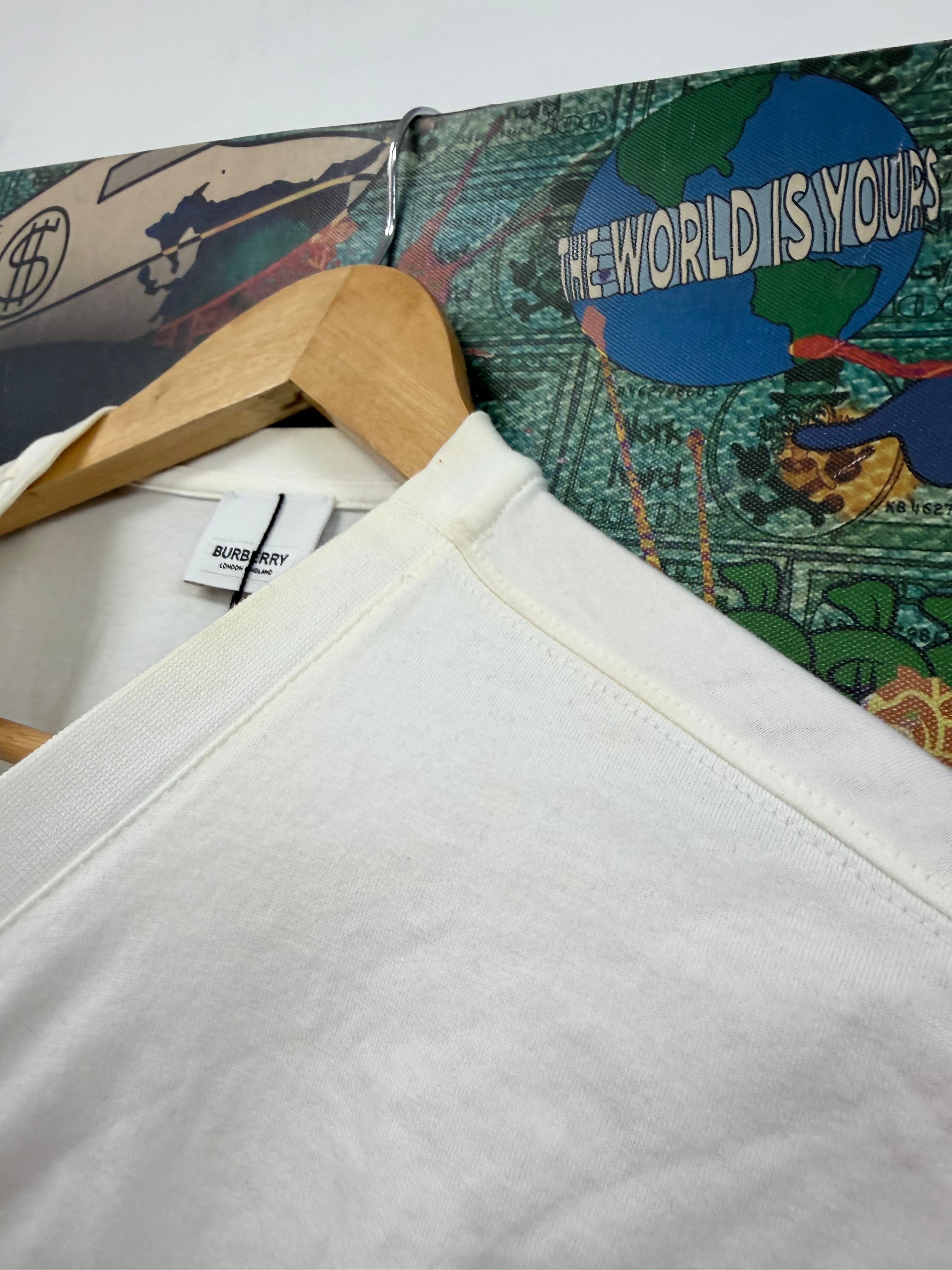 Burberry White Black Chest Logo Tee