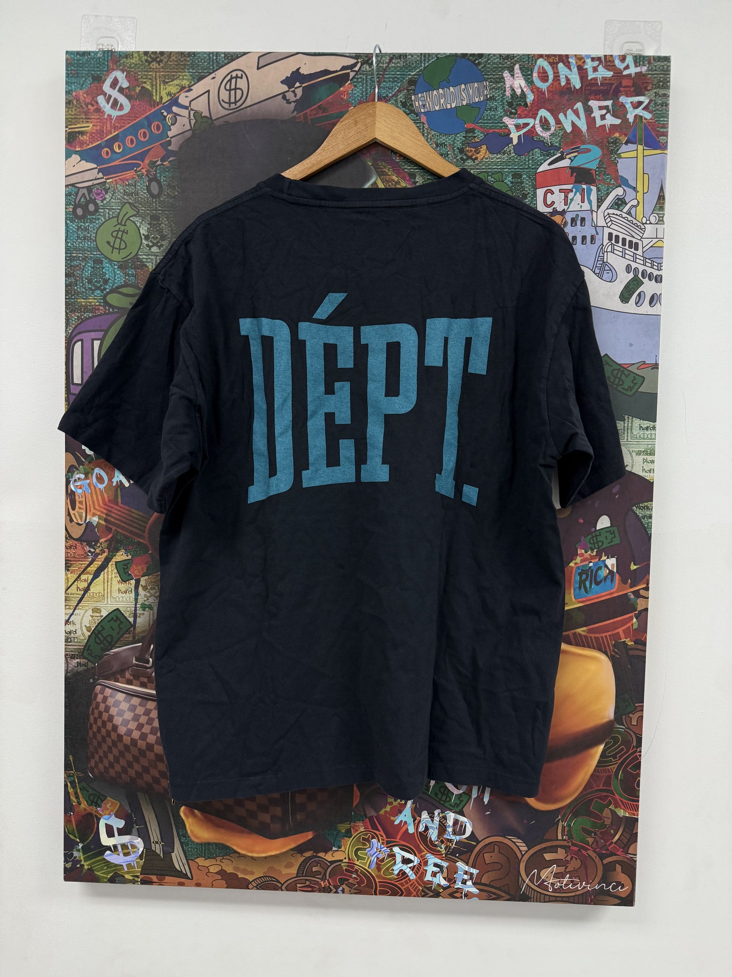 Gallery Dept Tee Navy Teal Chest Logo New Medium With Tags