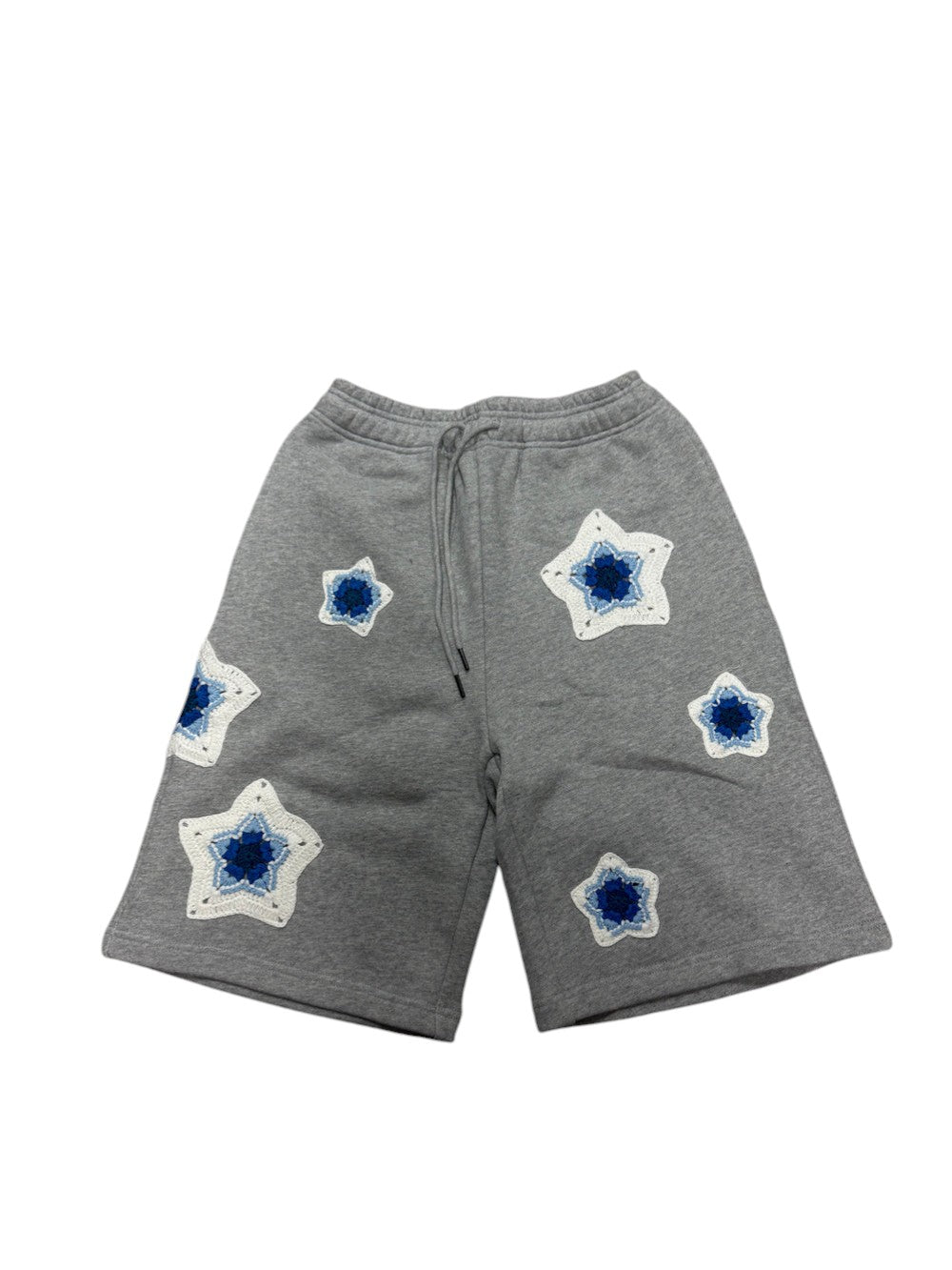 Arkyve Star Crochet Patch Grey Sweatshorts