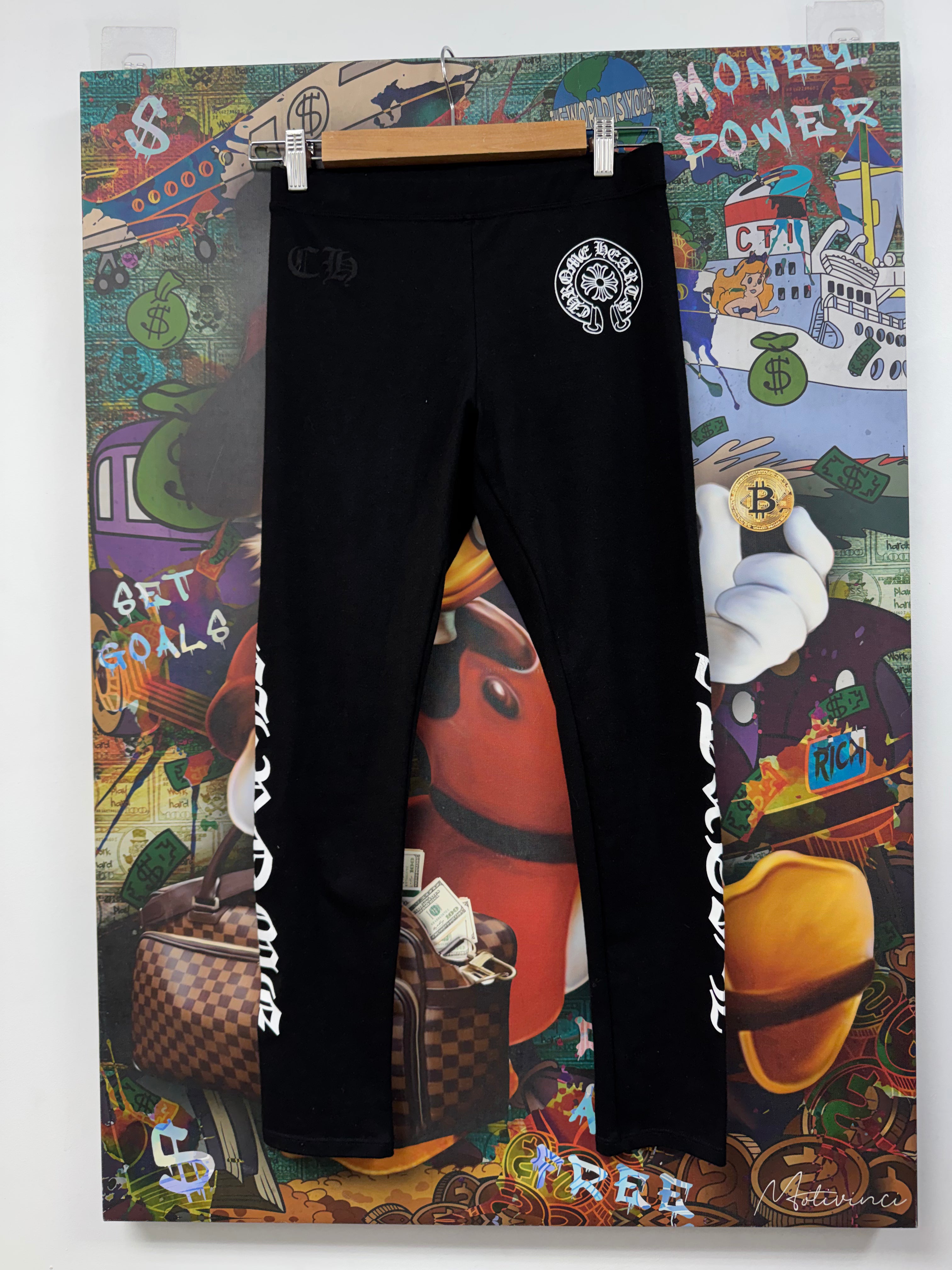 Chrome Hearts Black Horseshoe Leggings