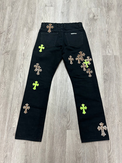 Chrome Hearts Cheetah Green Cross Patch Jeans Used 31 N/A