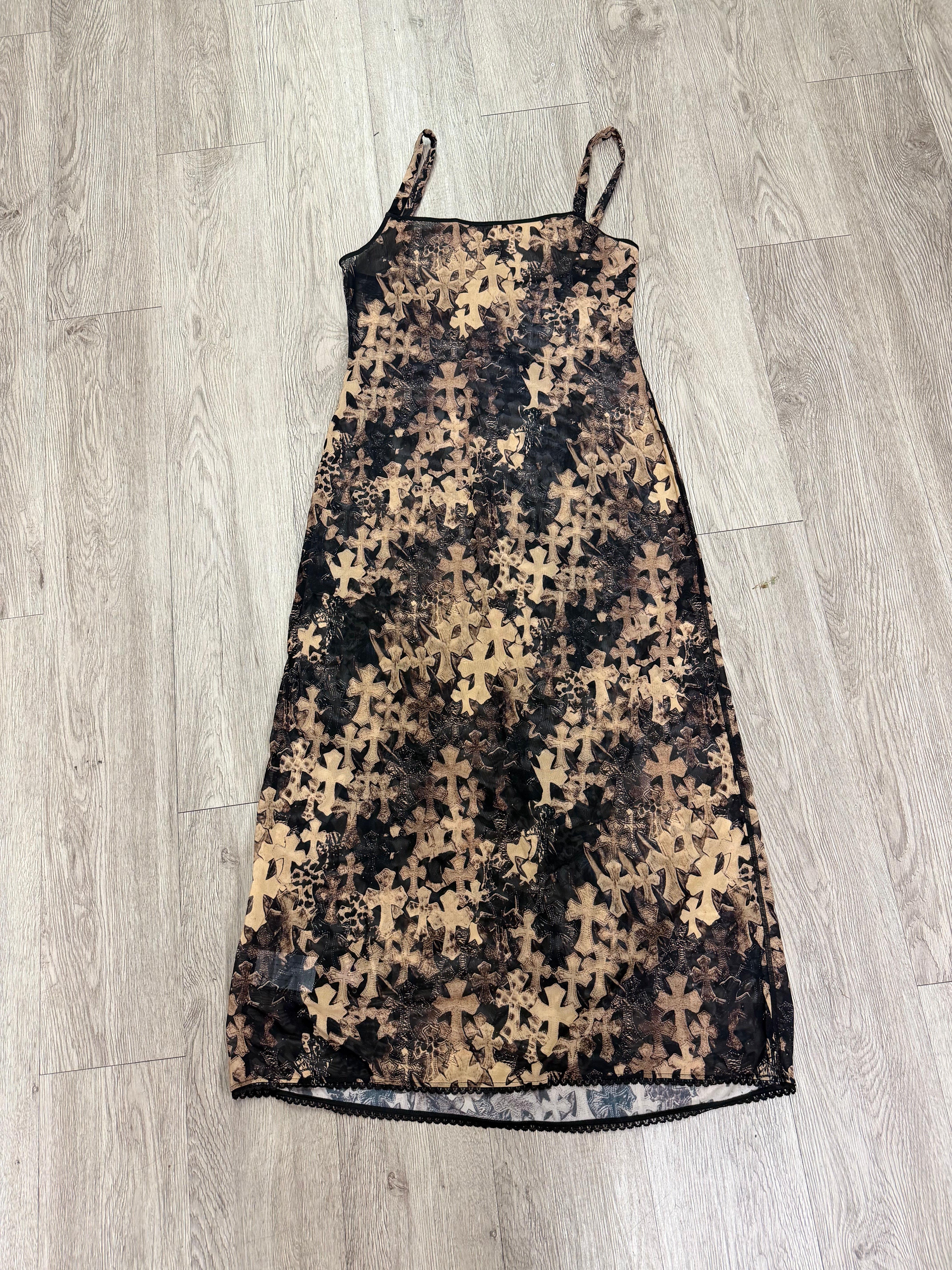 Chrome Hearts Waterfall Cross Print Mesh Dress