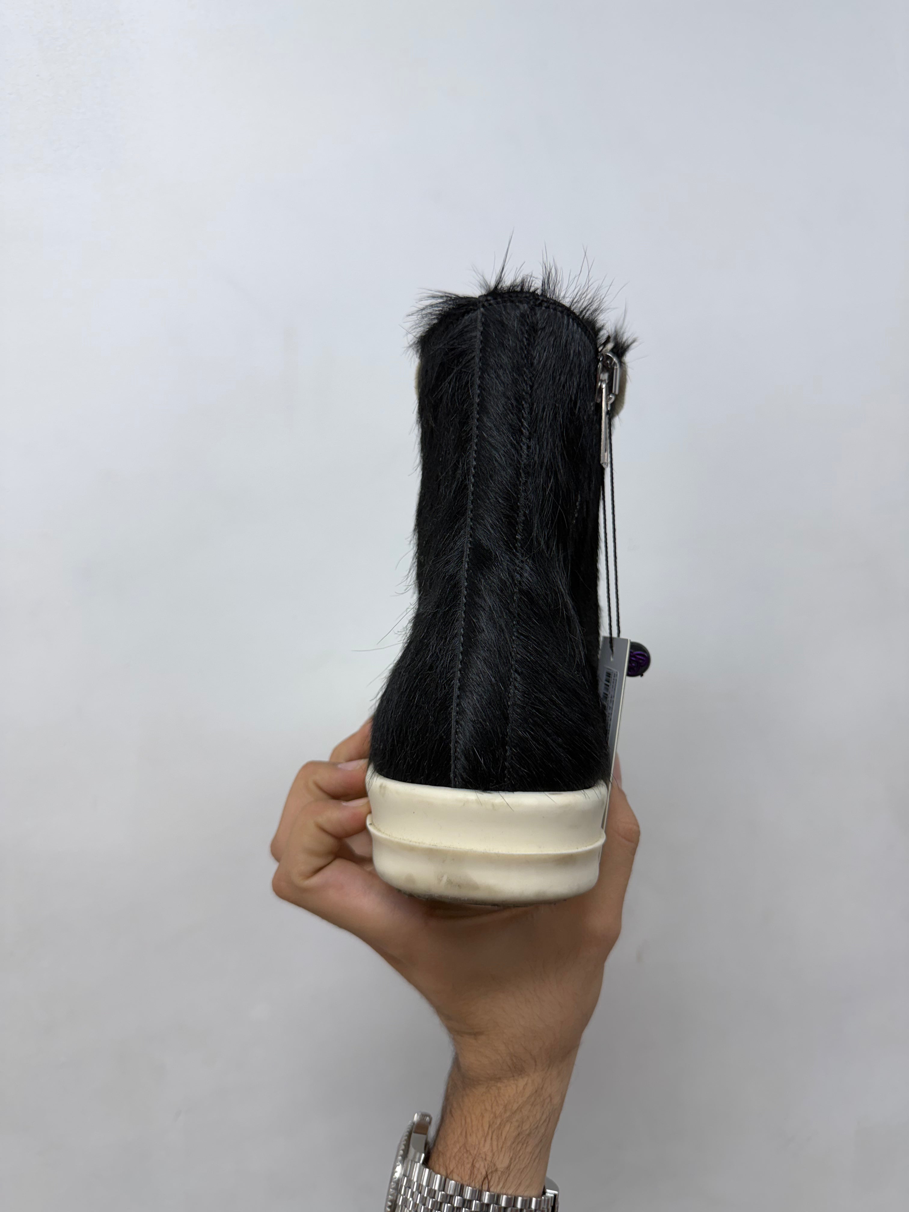 Rick Owens Black & Milk Ponyhair Ramone High Sneakers