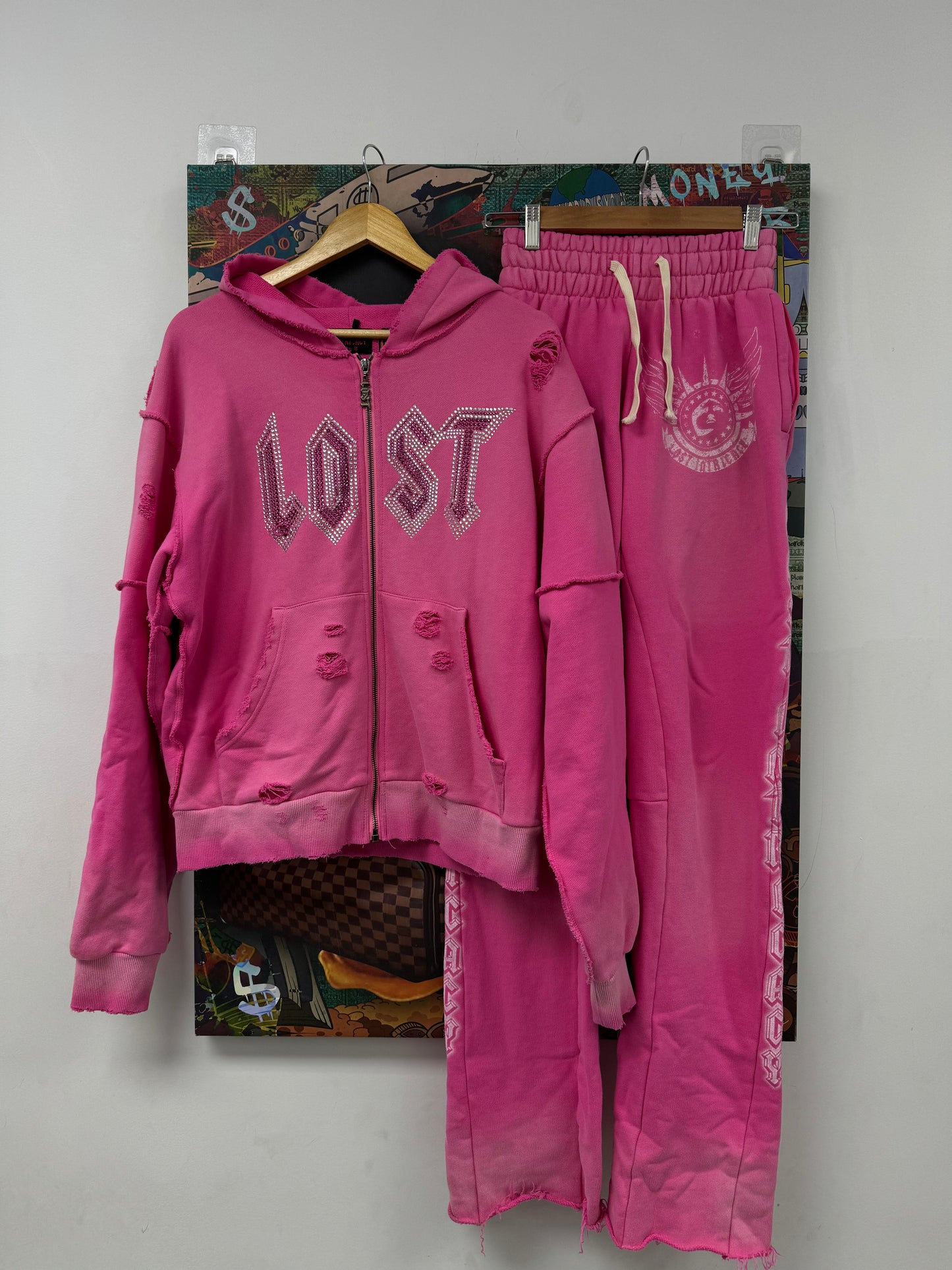 LOST Pink Rhinestone Sweatsuit  Used Small N/A