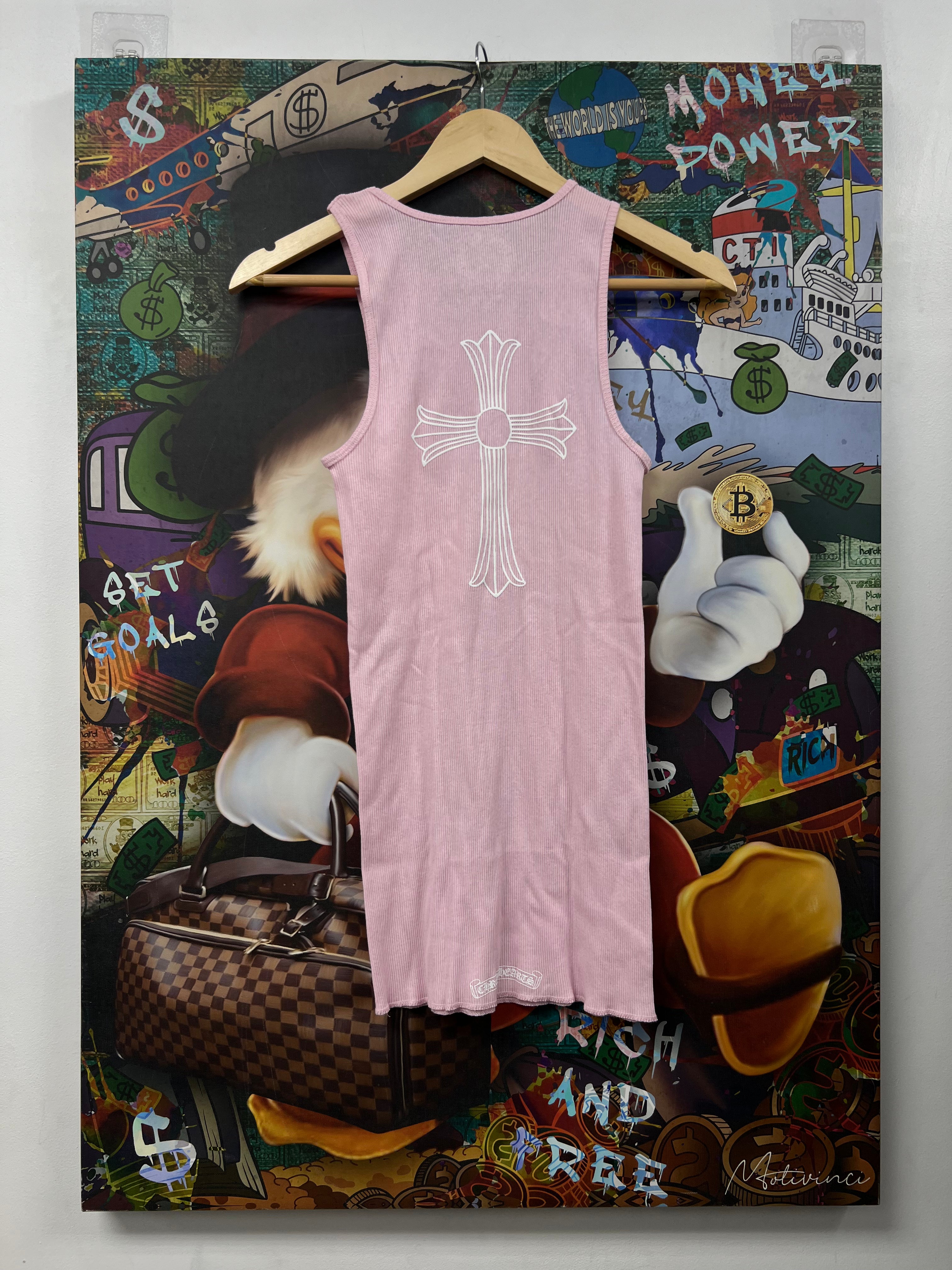 Chrome  Hearts Pink Large Cross Tank Top