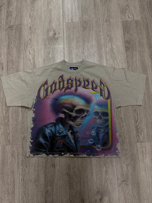 Godspeed Man In The Mirror Tee Stone Grey