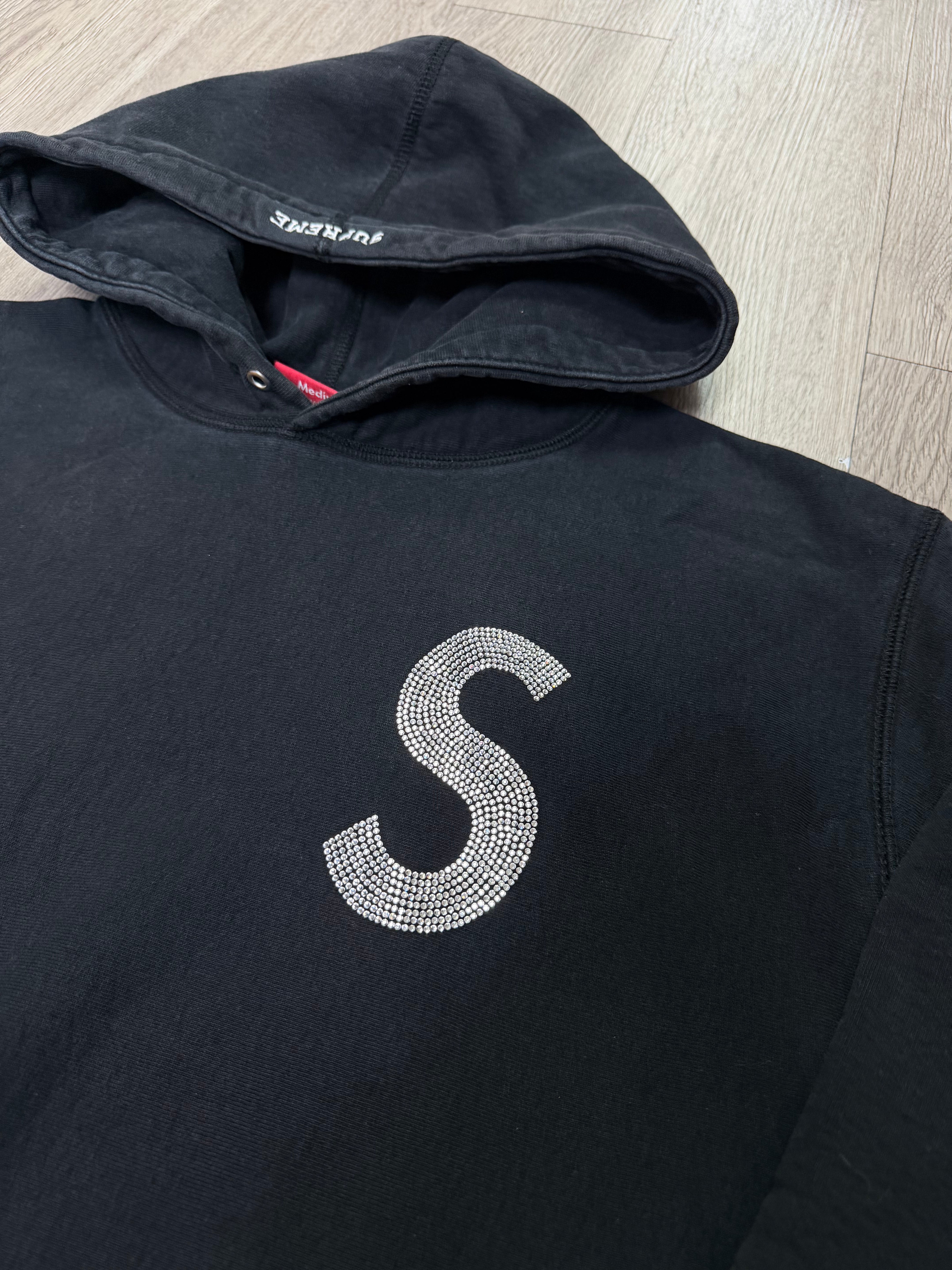 Supreme Black Swarovski S Logo Hoodie