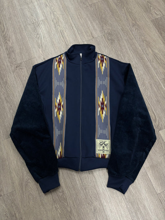 Kapital Navy Corduroy Sleeve Track Jacket