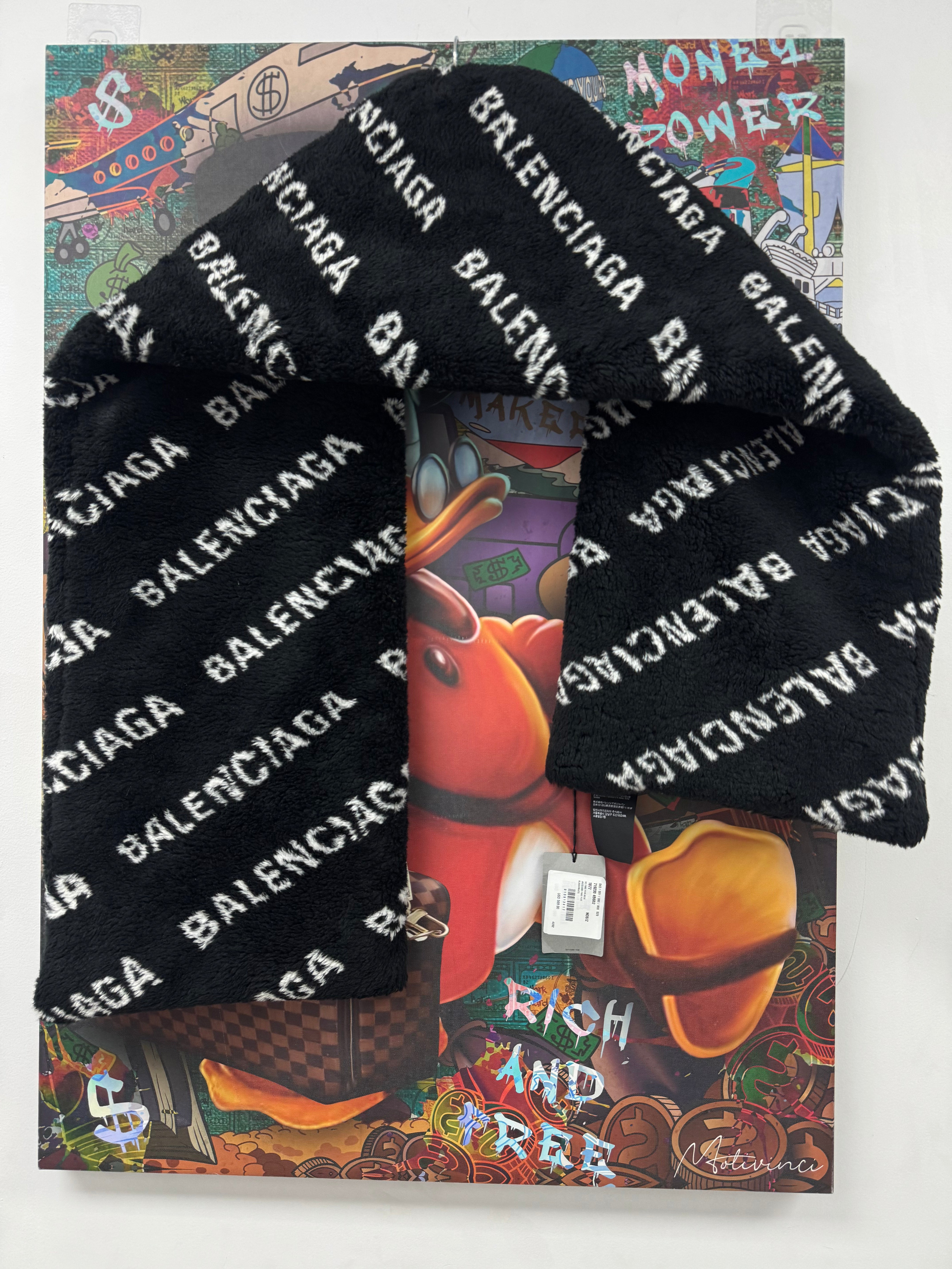 Balenciaga All Over Black Scarf  New OS With Tags