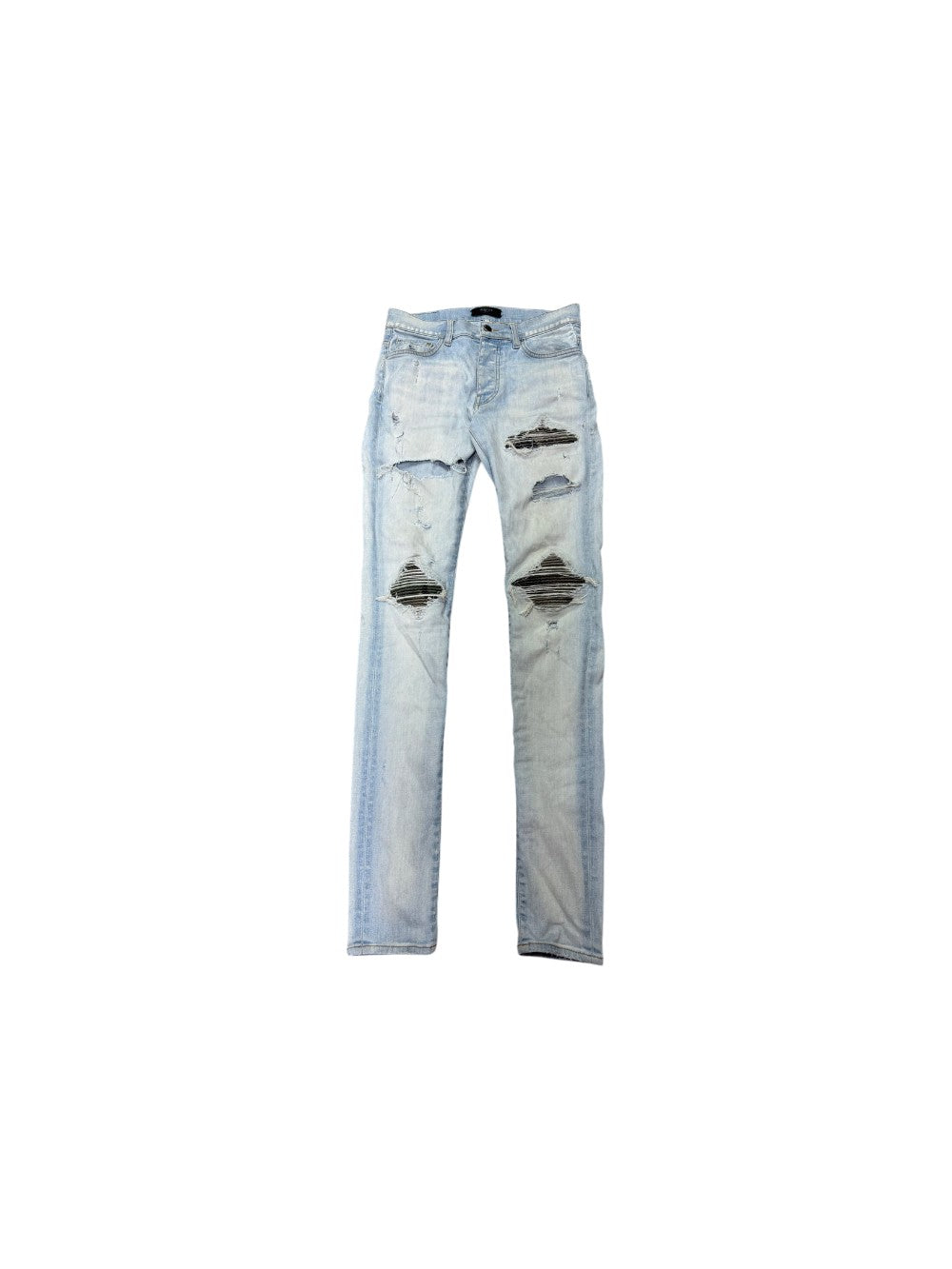 Amiri "MX1" Camo Patch Light Wash Jeans