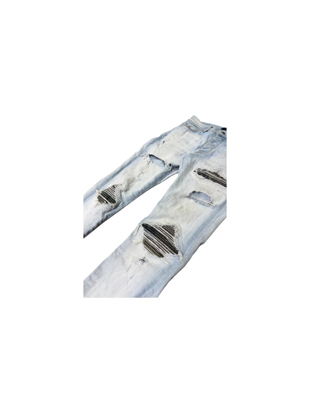 Amiri "MX1" Camo Patch Light Wash Jeans