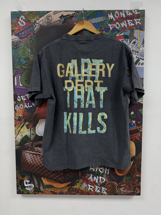 Gallery Dept Tee Grey Blue Yellow Glitter New Medium With Tags