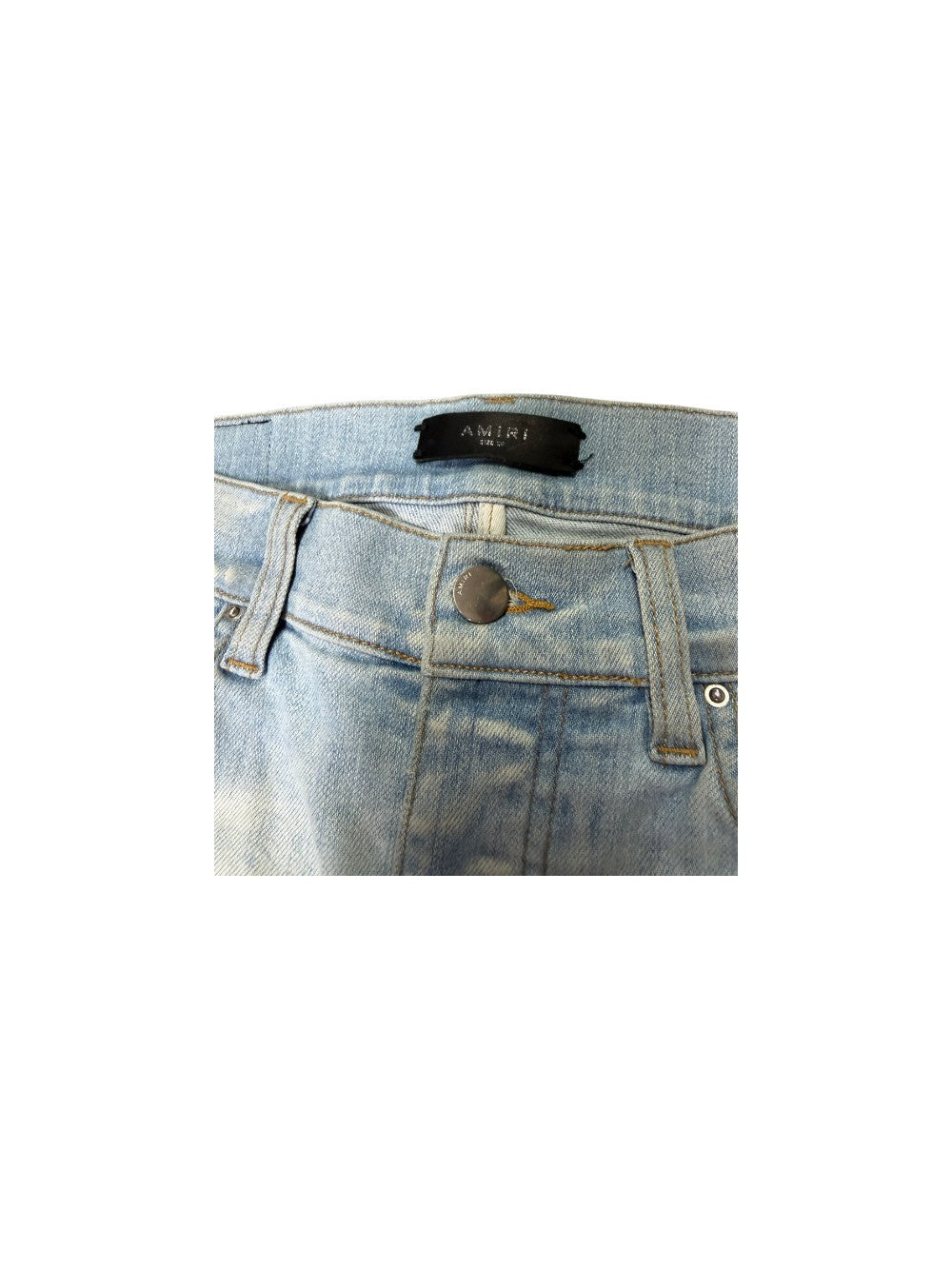 Amiri "MX1" Camo Patch Light Wash Jeans