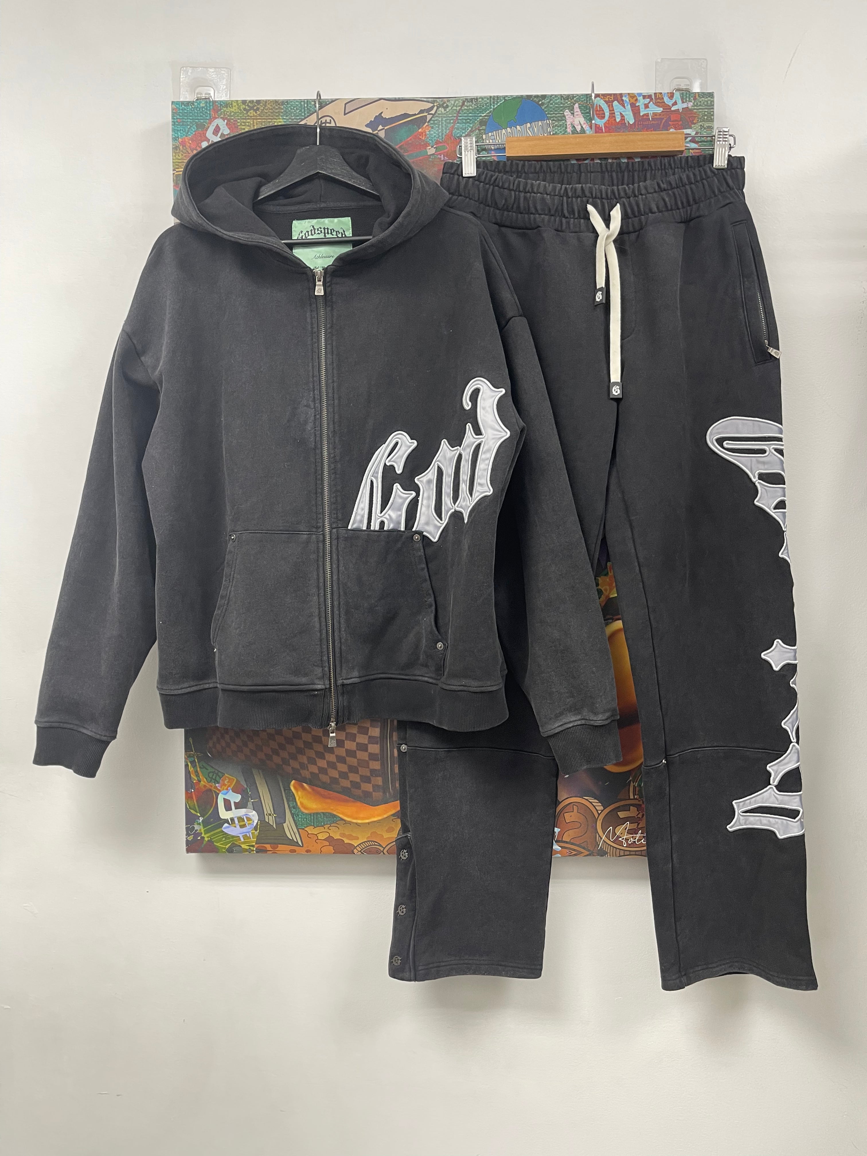 Godspeed Black Wash Silver OG Logo Sweatsuit