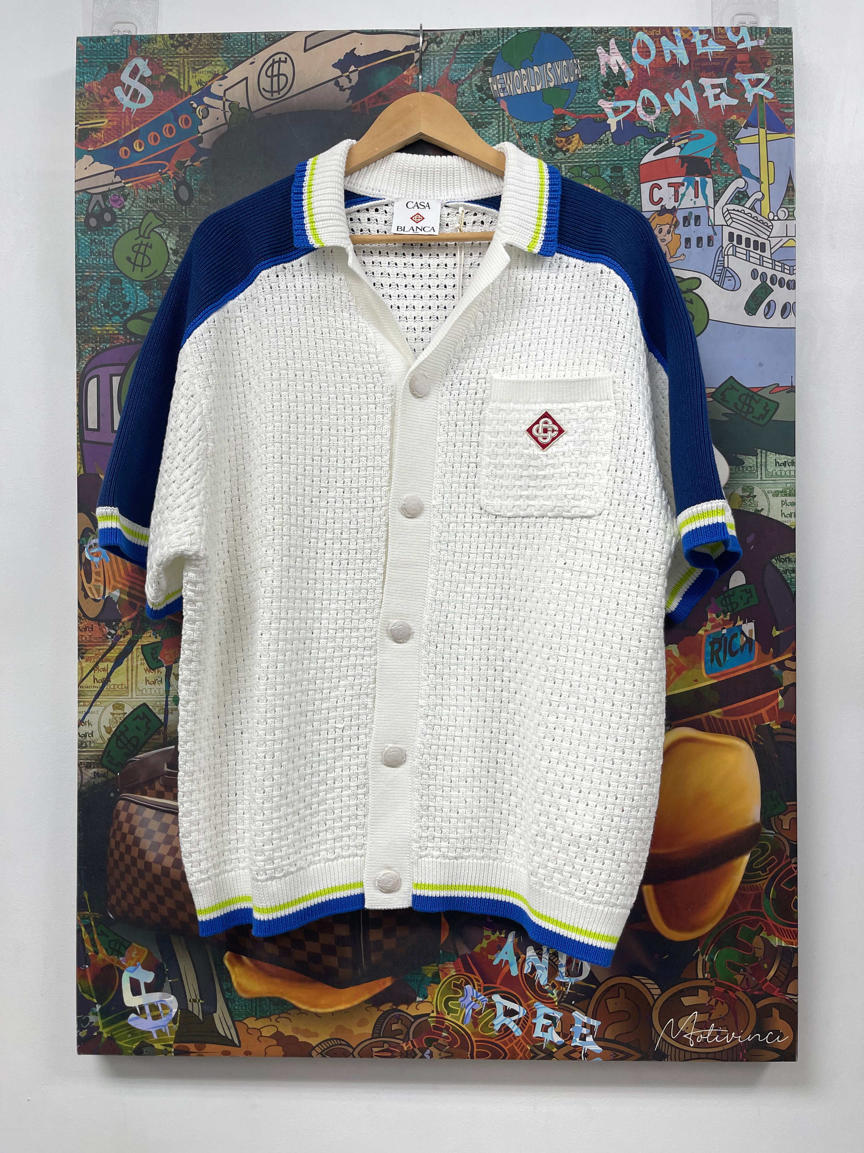 Casablanca Blue White Crochet Shirt