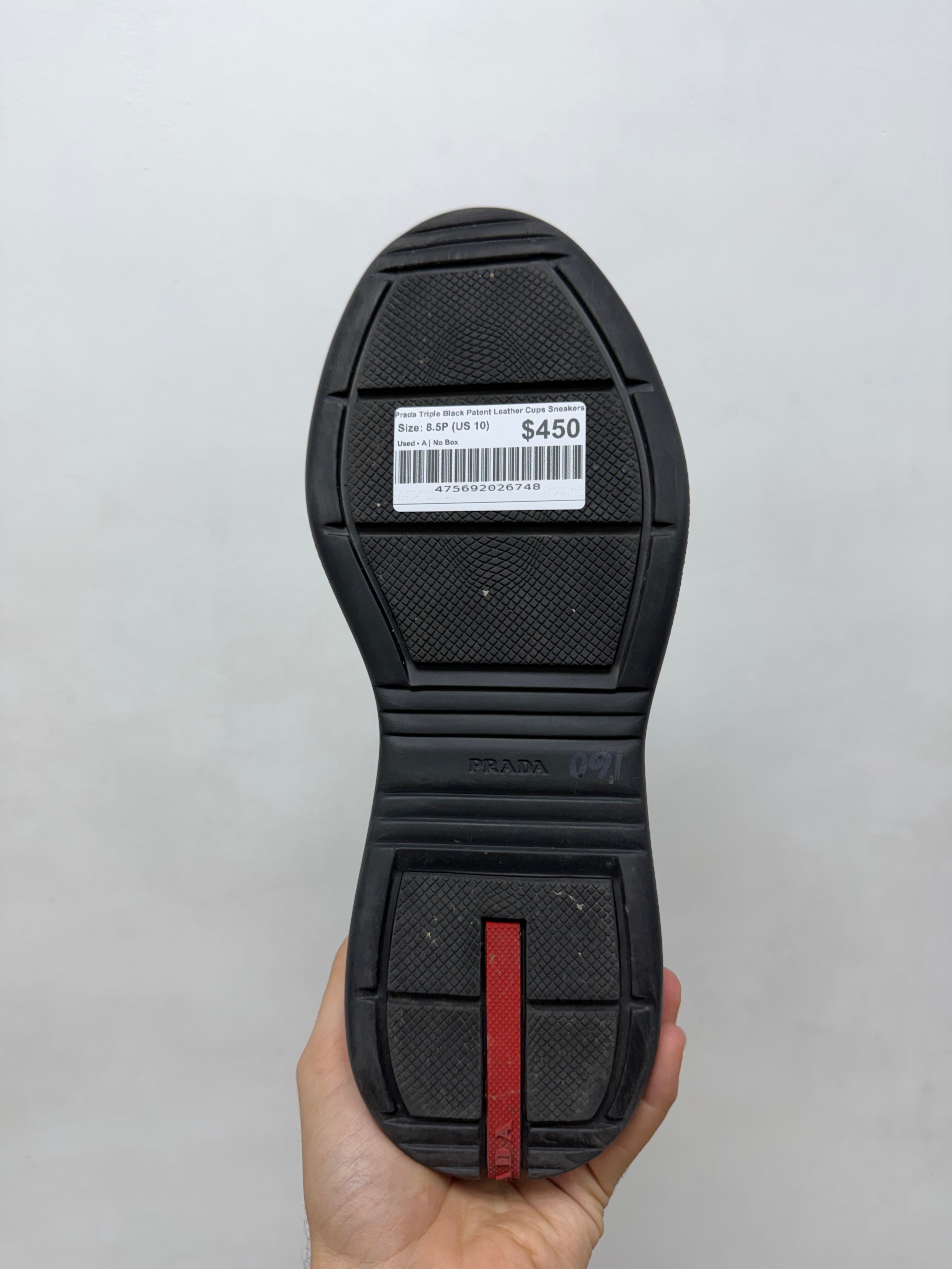 Prada Triple Black Patent Leather Cups Sneakers