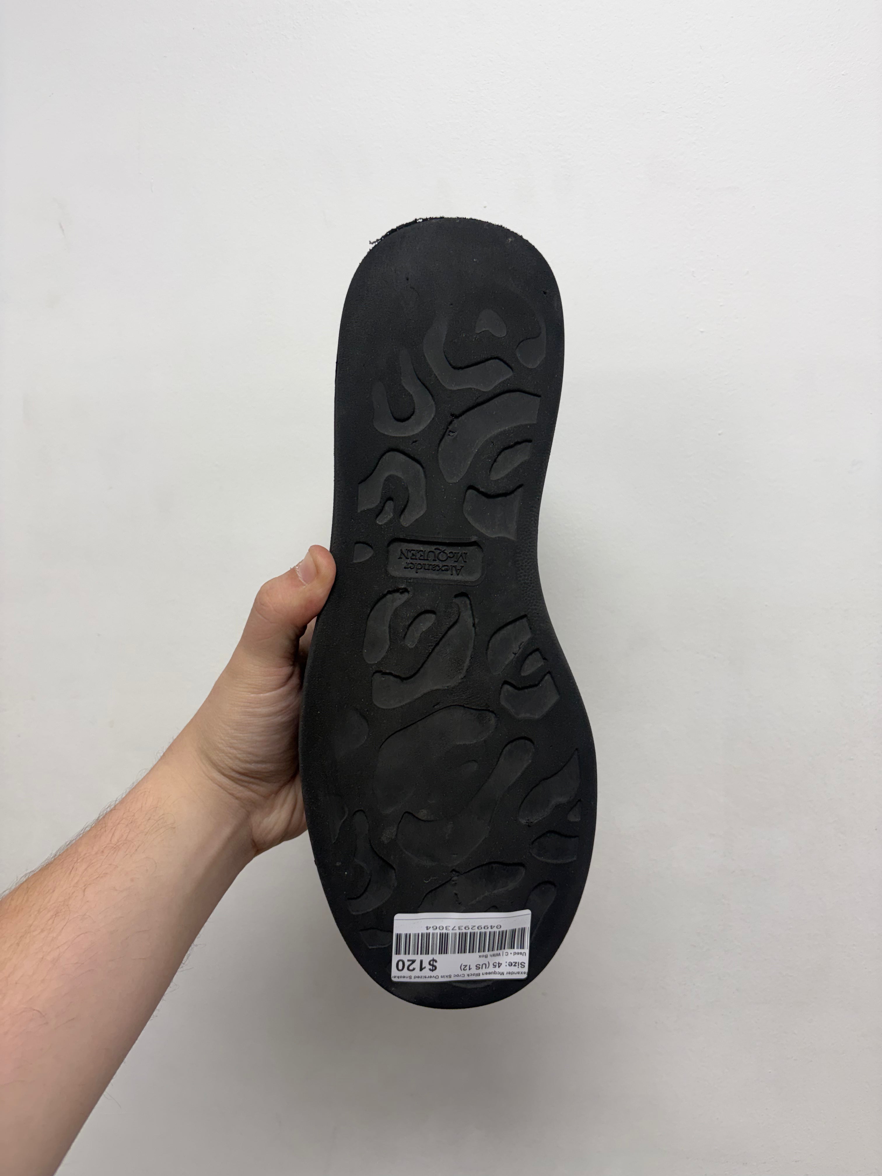 Alexander Mcqueen Black Croc Skin Oversized Sneakers