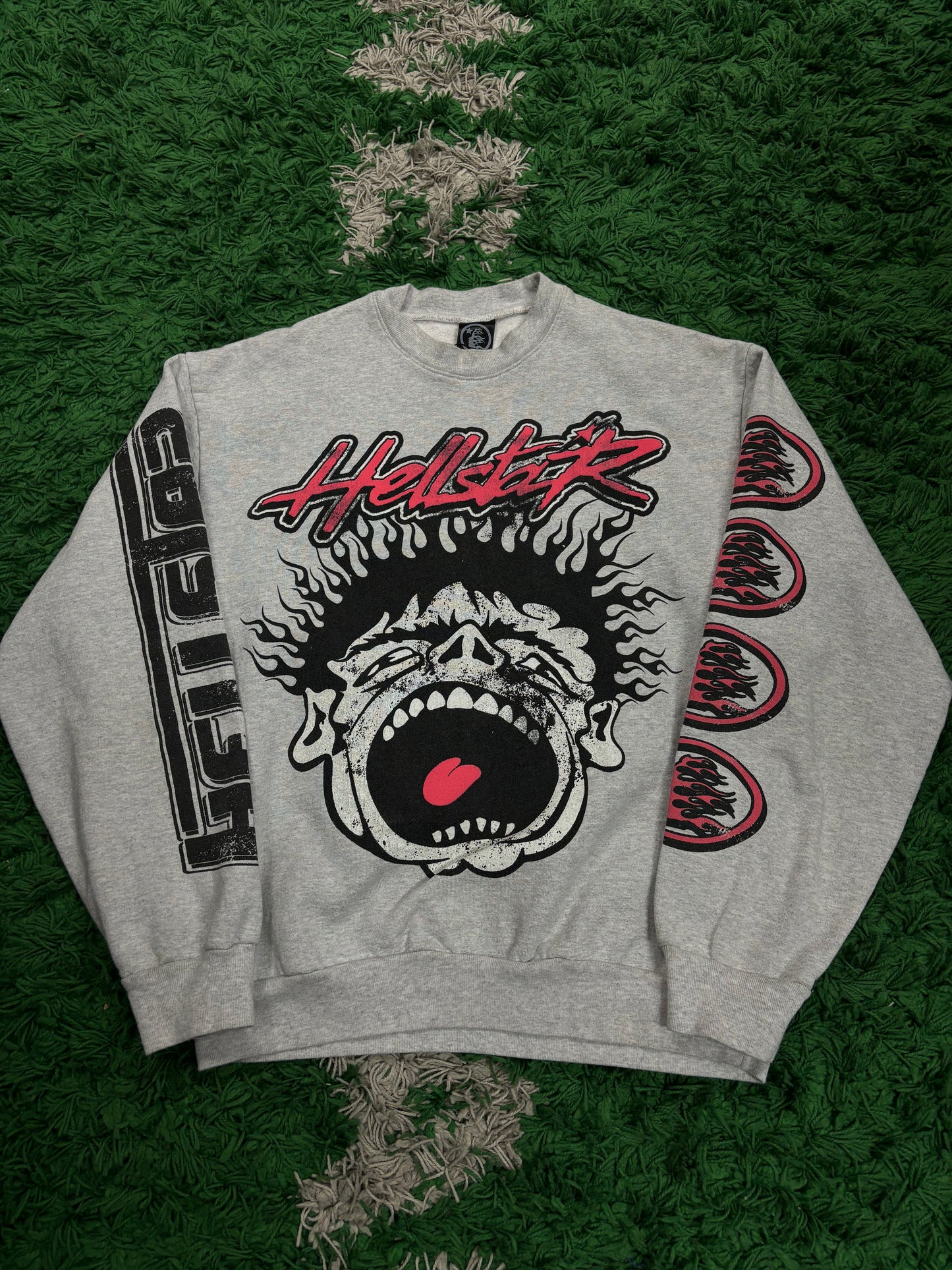 Hellstar Face Crewneck Grey Used Medium N/A