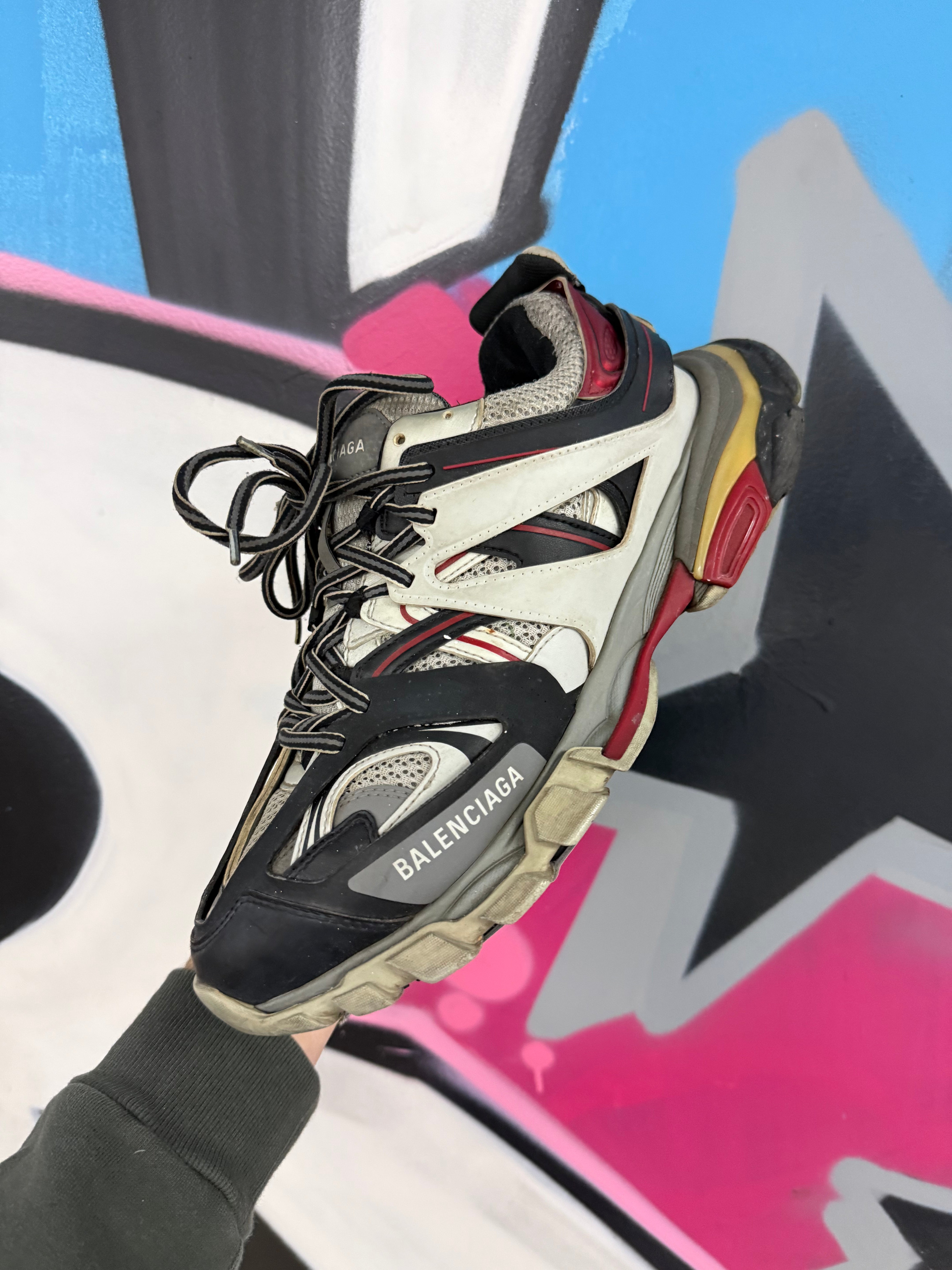 Balenciaga Grey Red Track (Missing Right Insole) Sneakers