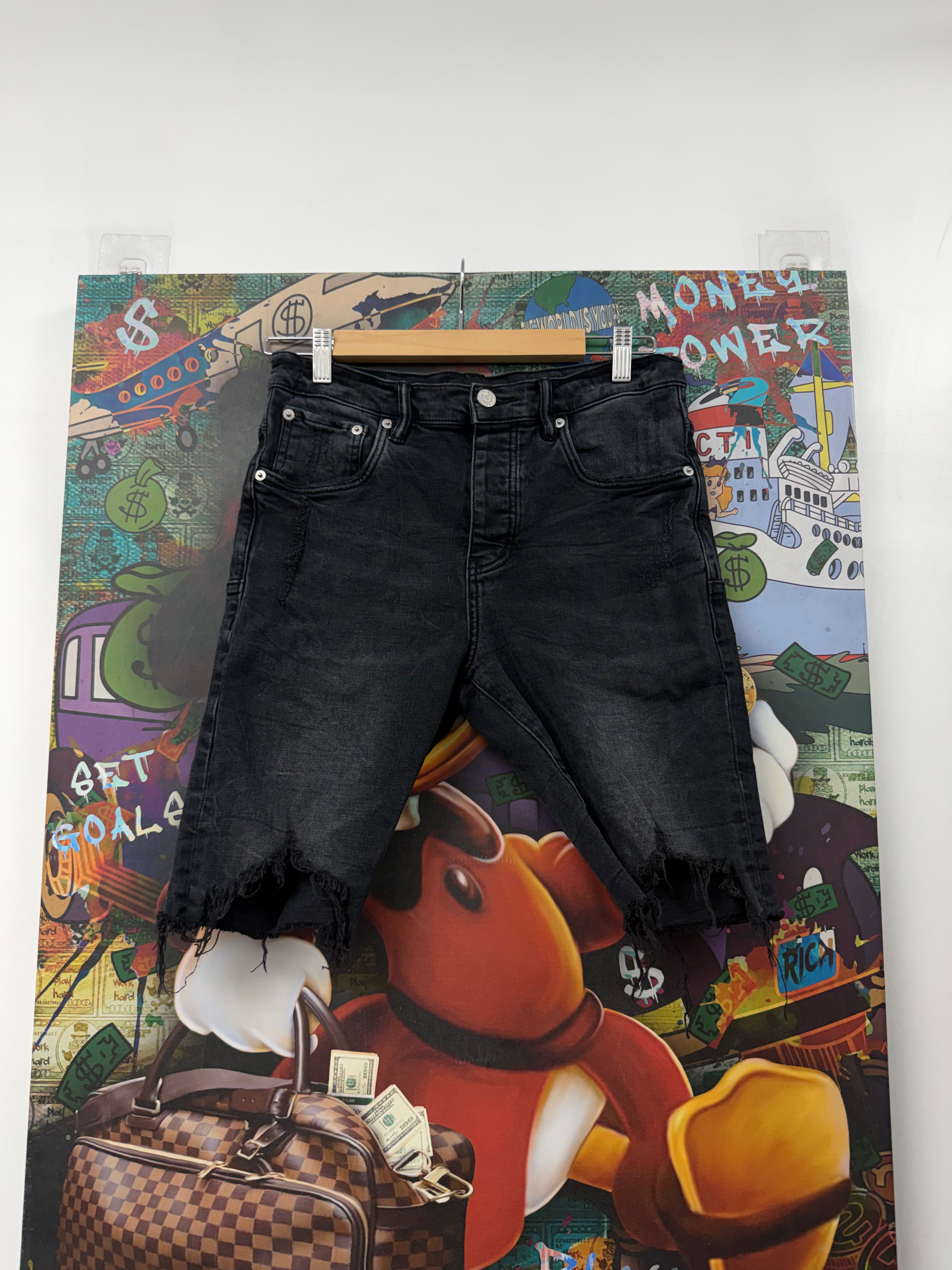 Purple Brand Black Wash Plain Jean Shorts