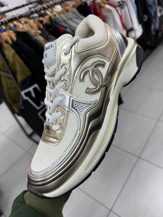 Chanel Trainer Gold Silver Tried On Size 11 With Box