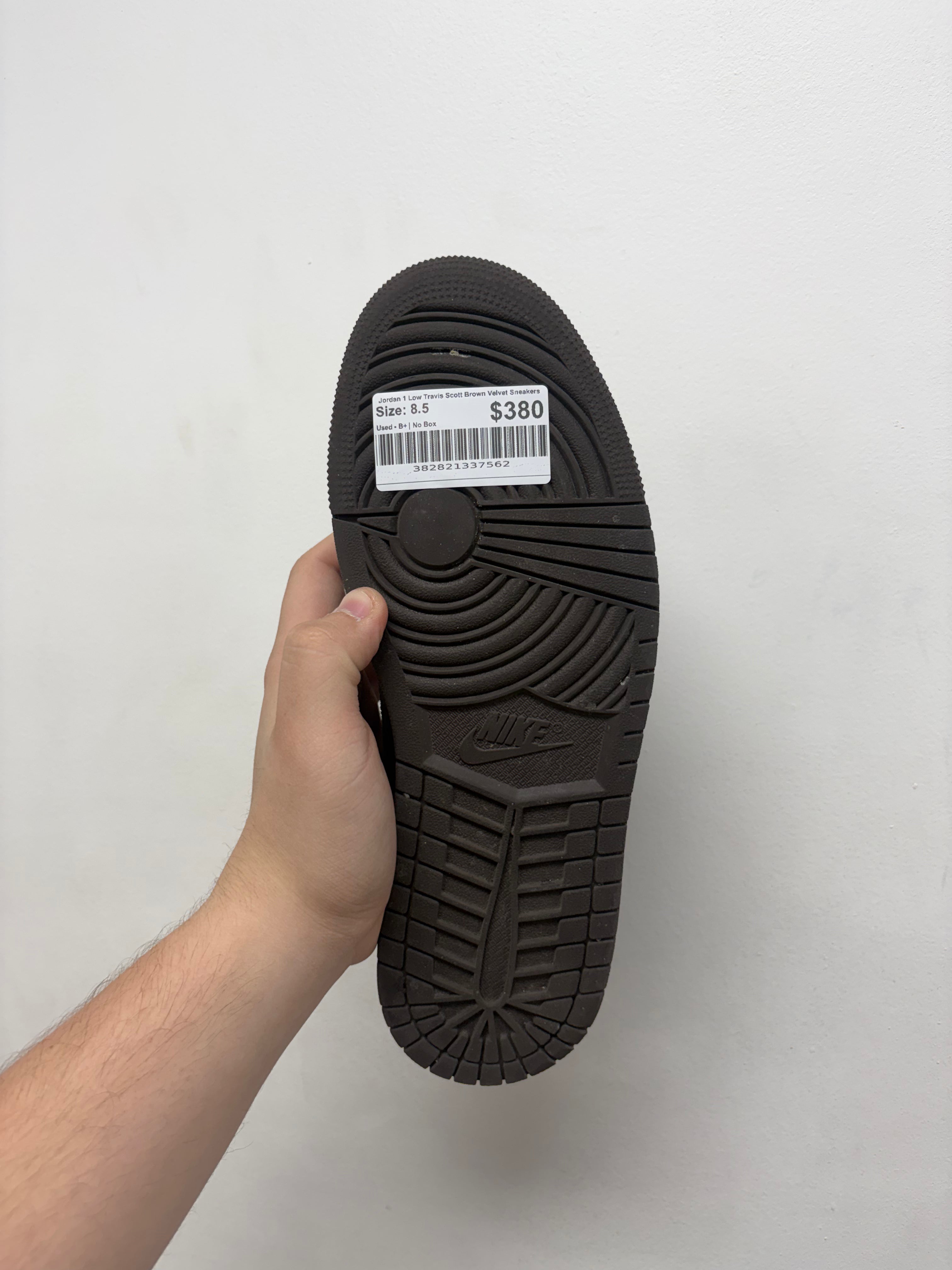 Jordan 1 Low Travis Scott Brown Velvet Sneakers
