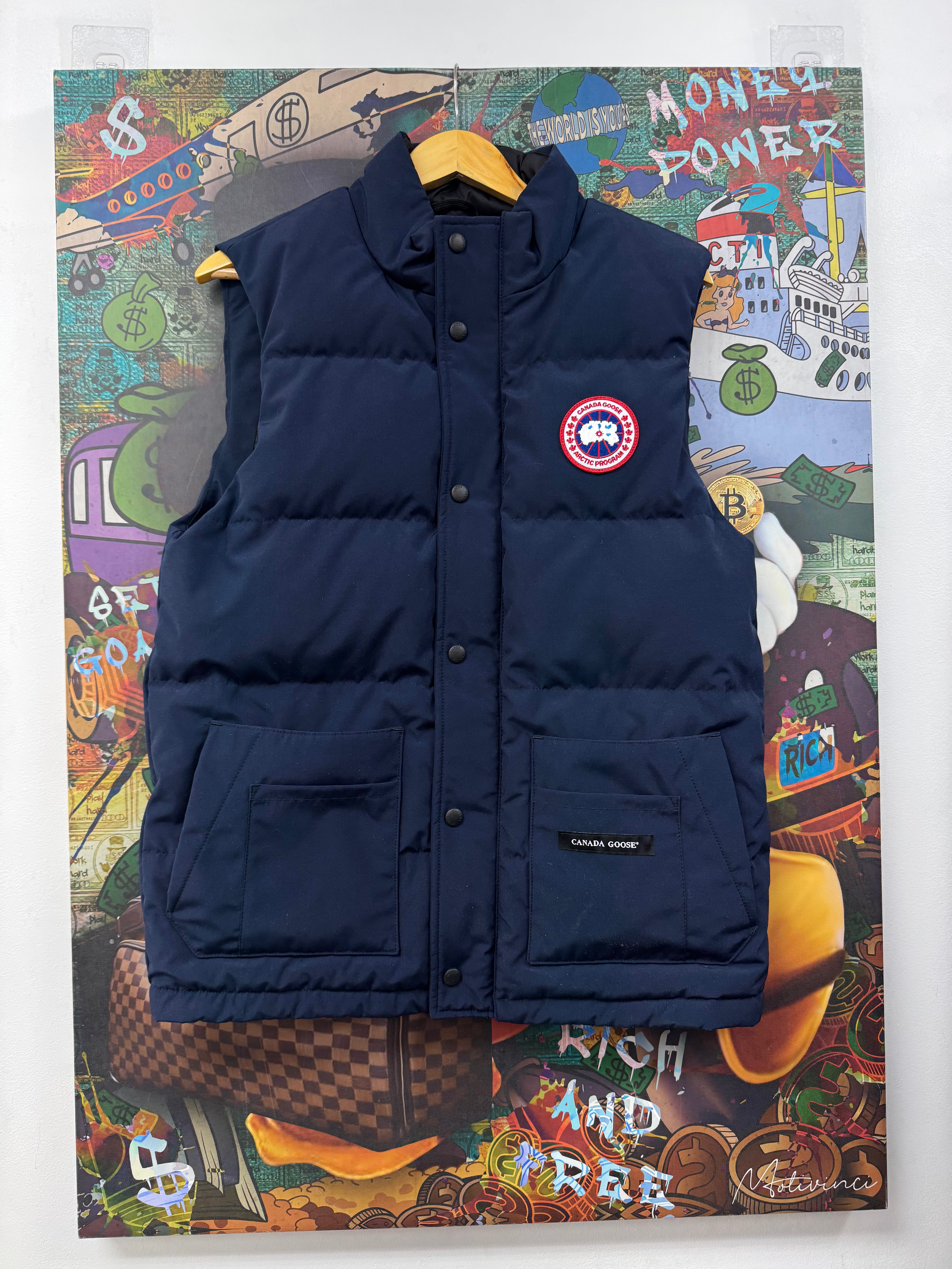 Canada Goose Navy Red Logo Puffer Vest