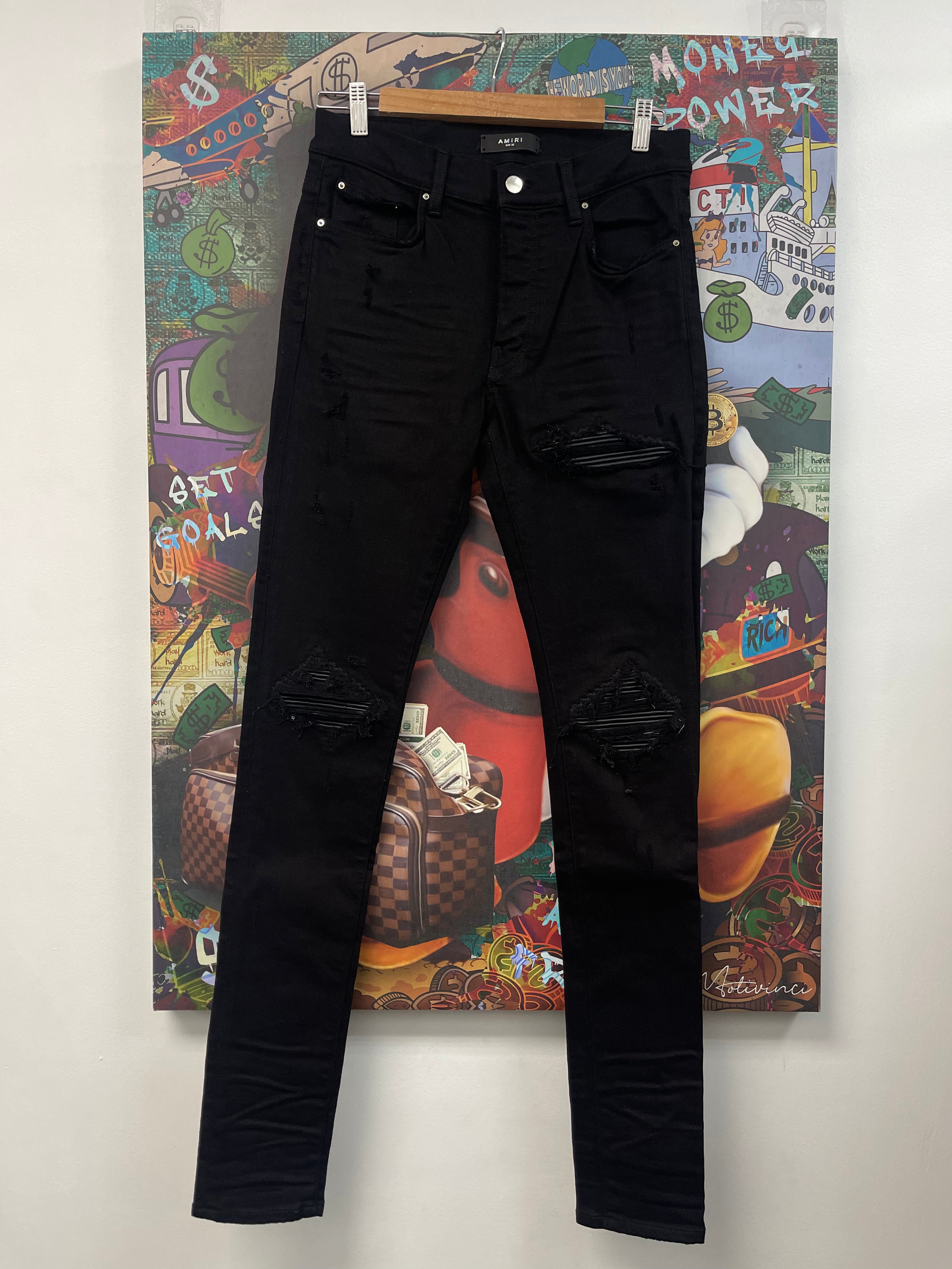 Amiri MX1 Black Black Patch Jeans
