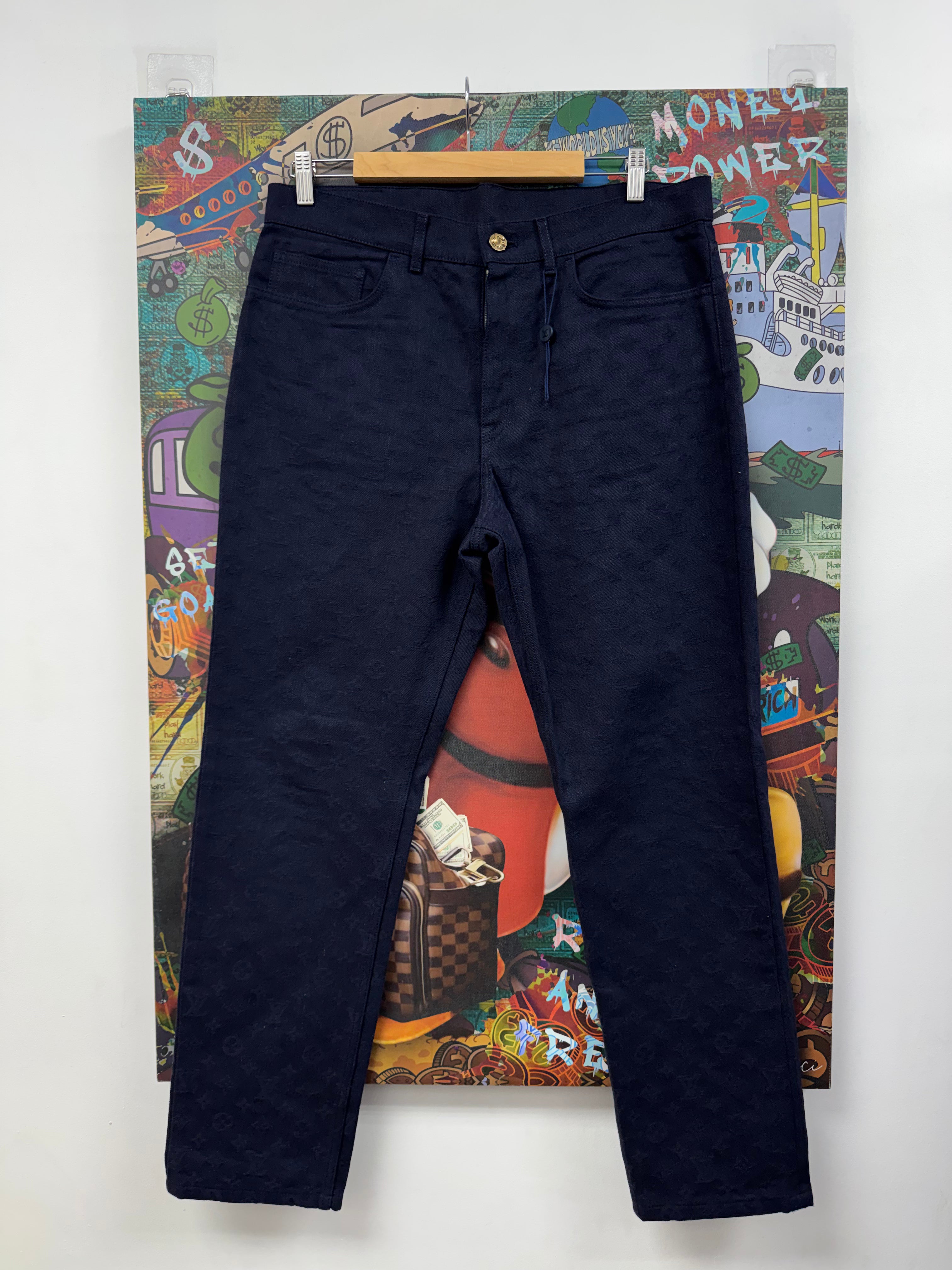 Louis Vuitton Navy Denim Monogram Jeans
