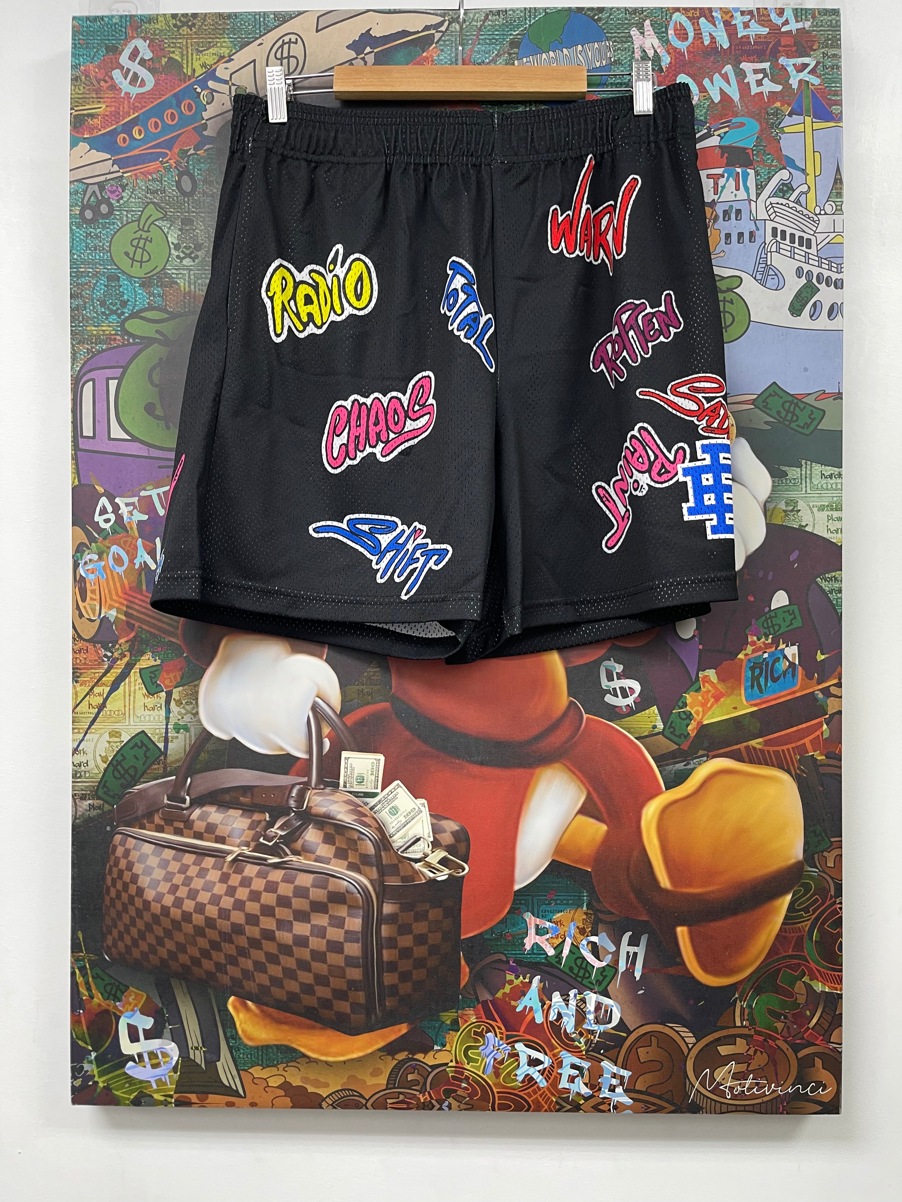 Eric Emanuel Black Blue Multi Color Shorts